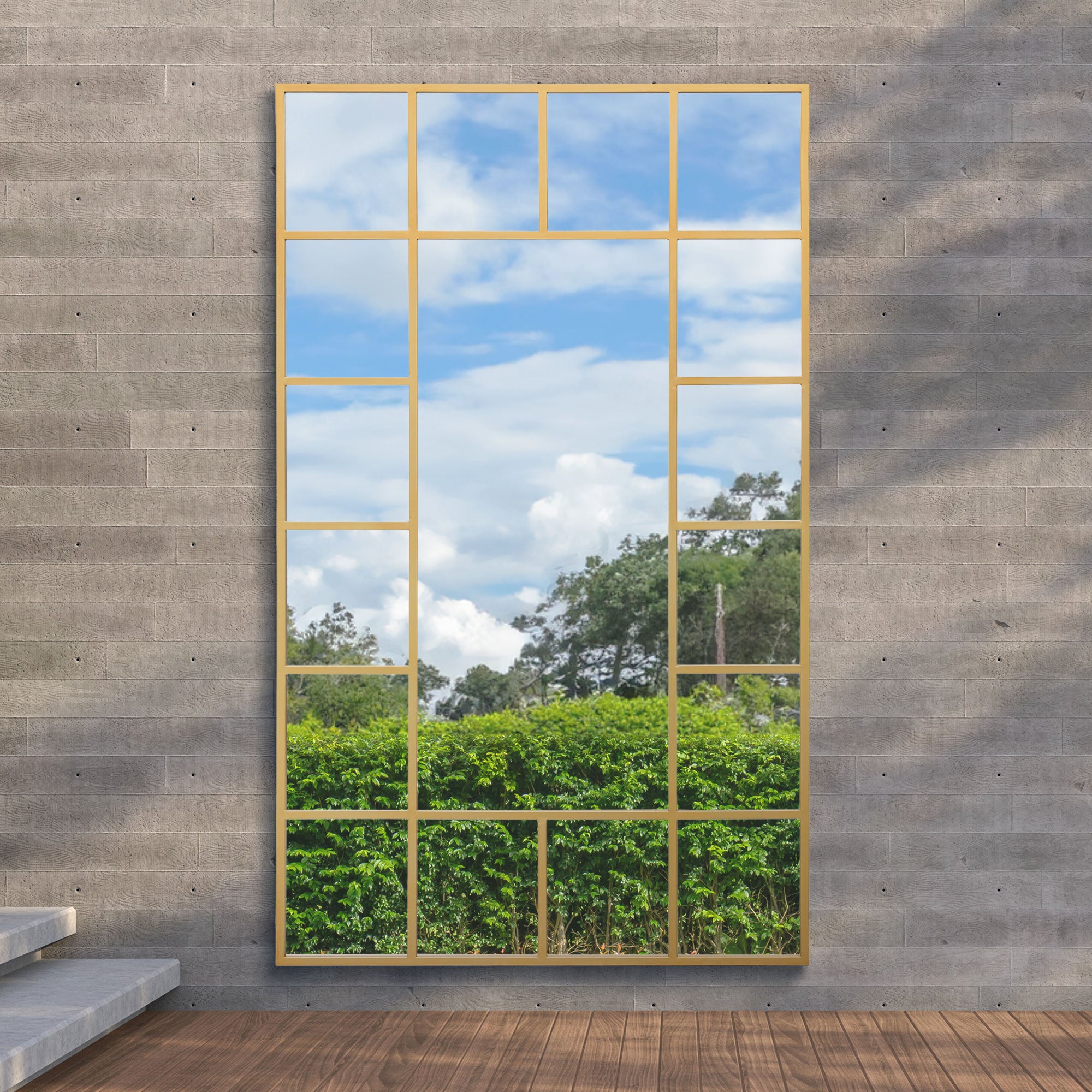 The Emery - Gold Modern Wall & Leaner Garden Mirror 79"x 47" 200x120cm (15010552545658)