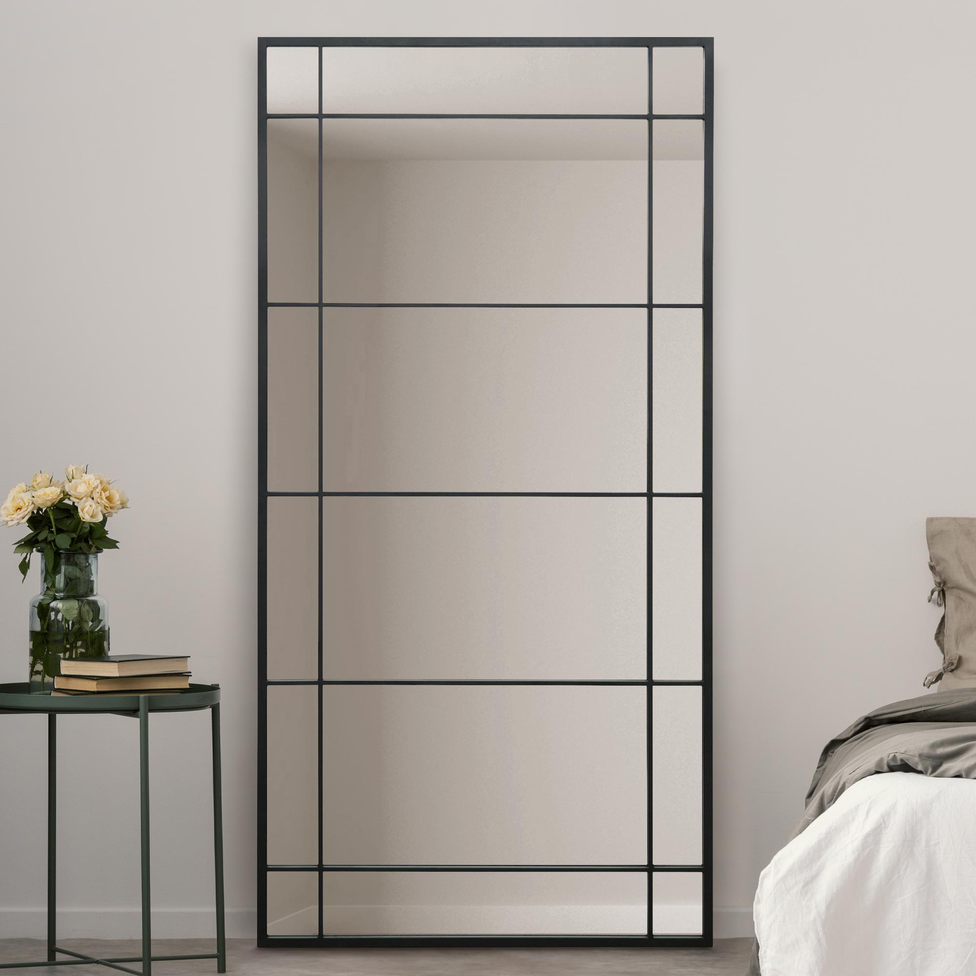 The Tabula - New Black Metal Framed Window Wall or Leaner Mirror 71" X 35" (180CM X 90CM) (15010555298170)