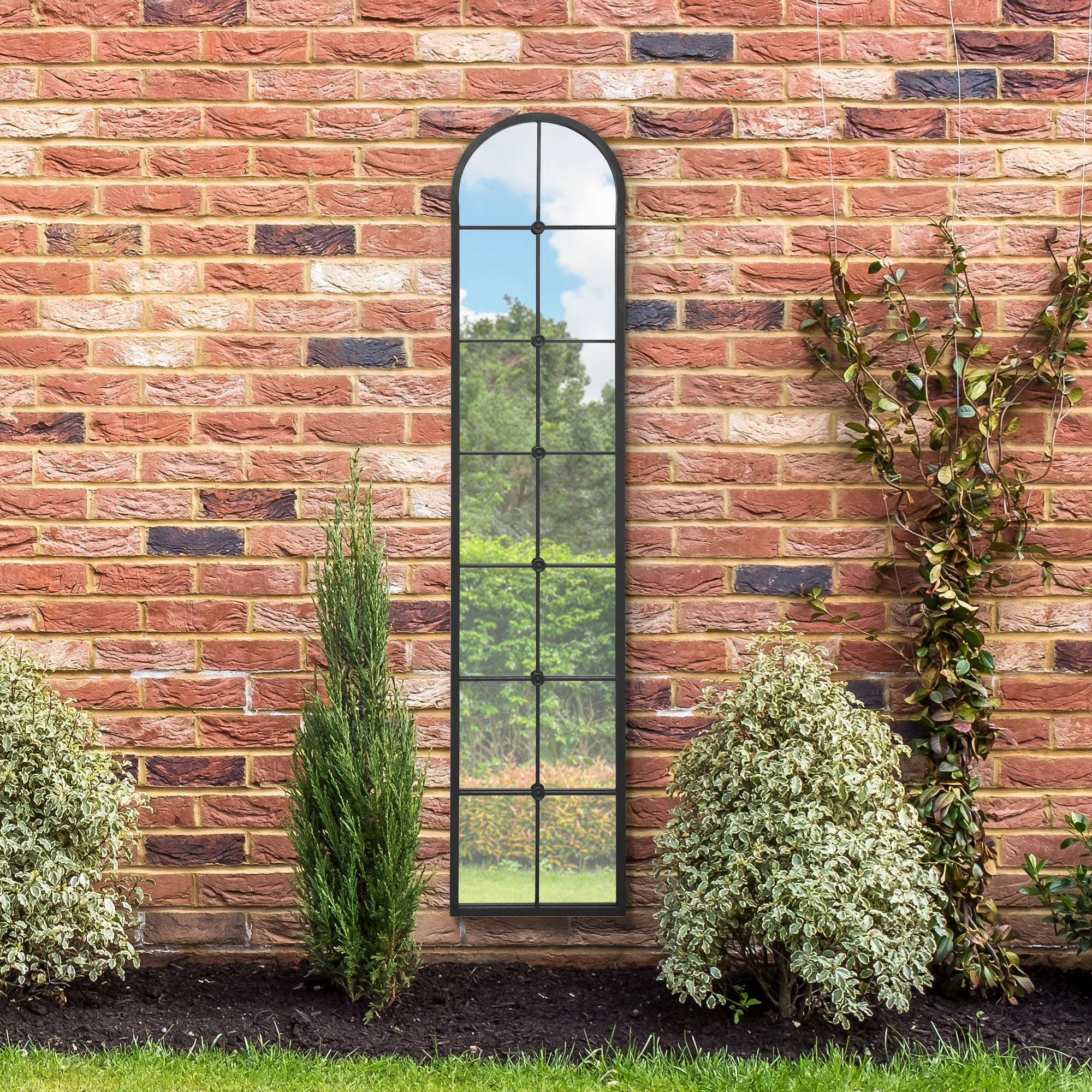 The Perry - Black Framed Arched Leaner Garden Wall Mirror 75" X 16" (190CM X 40CM) (15010549399930)