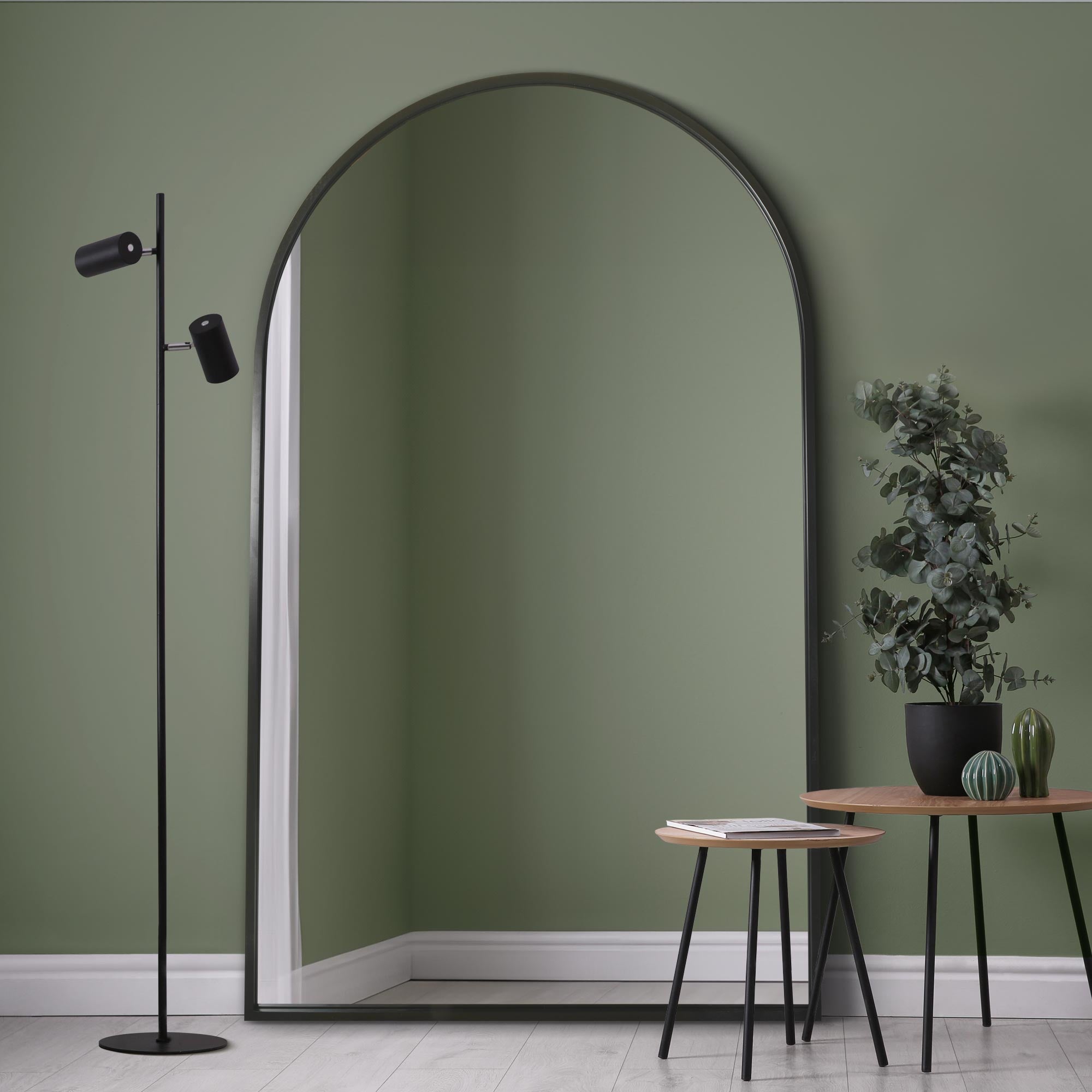 The Perry - Black Framed Arched Leaner/Wall Mirror 75" X 47" (190CM X 120CM) (15010553463162)