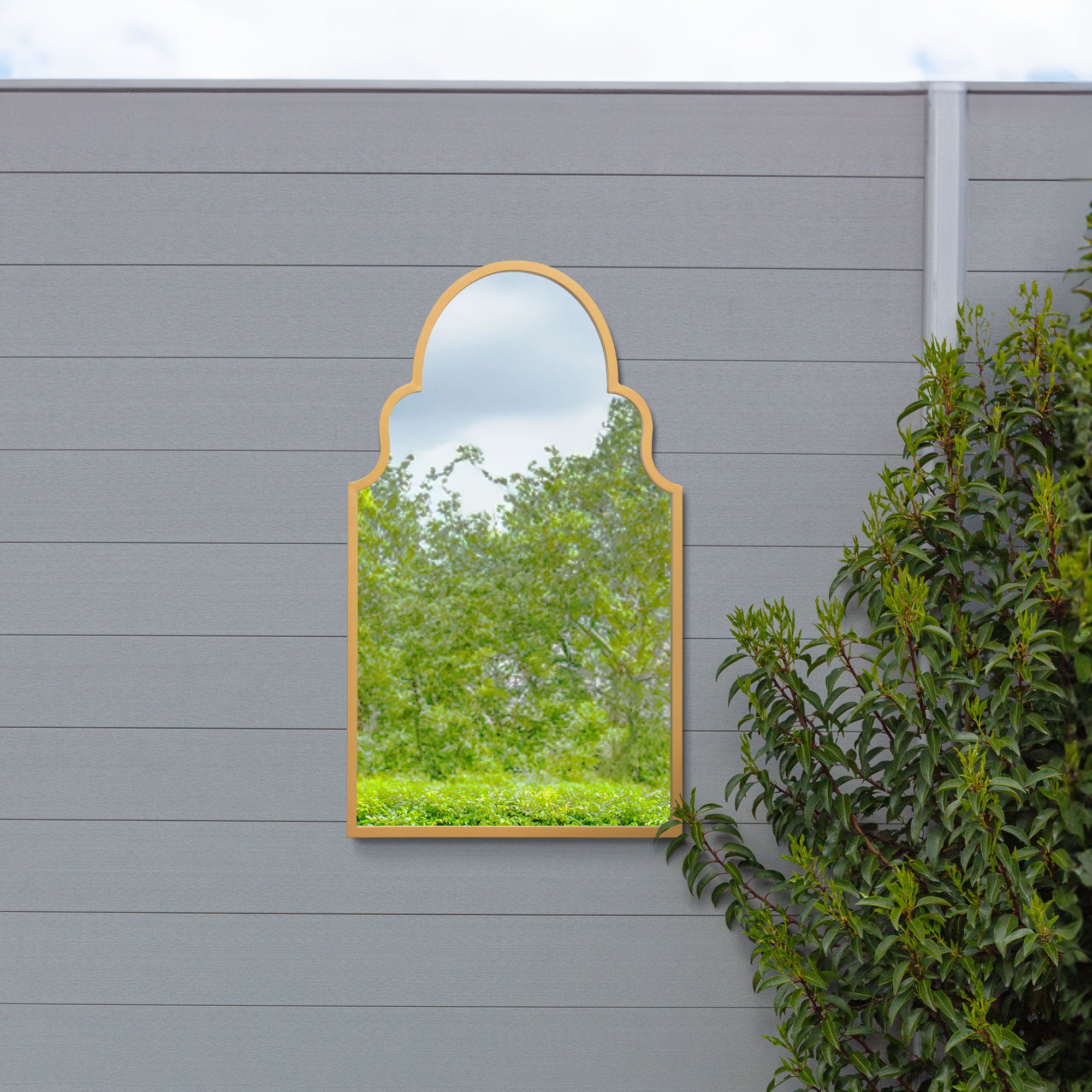 The Perry - Black Metal Framed Arched Garden Wall Mirror 41"x 24" (104CM X 61CM) (15010548613498)