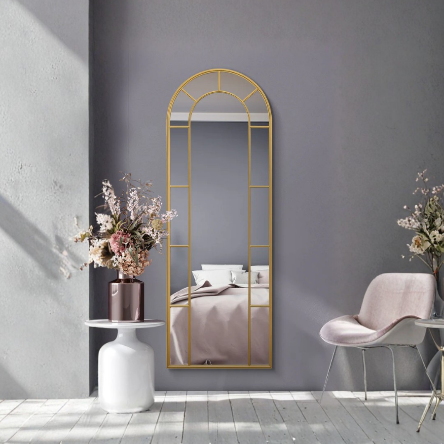 The Perry - Gold Framed Arched Leaner/Wall Mirror 67" X 24" (170CM X 60CM) (15010549072250)
