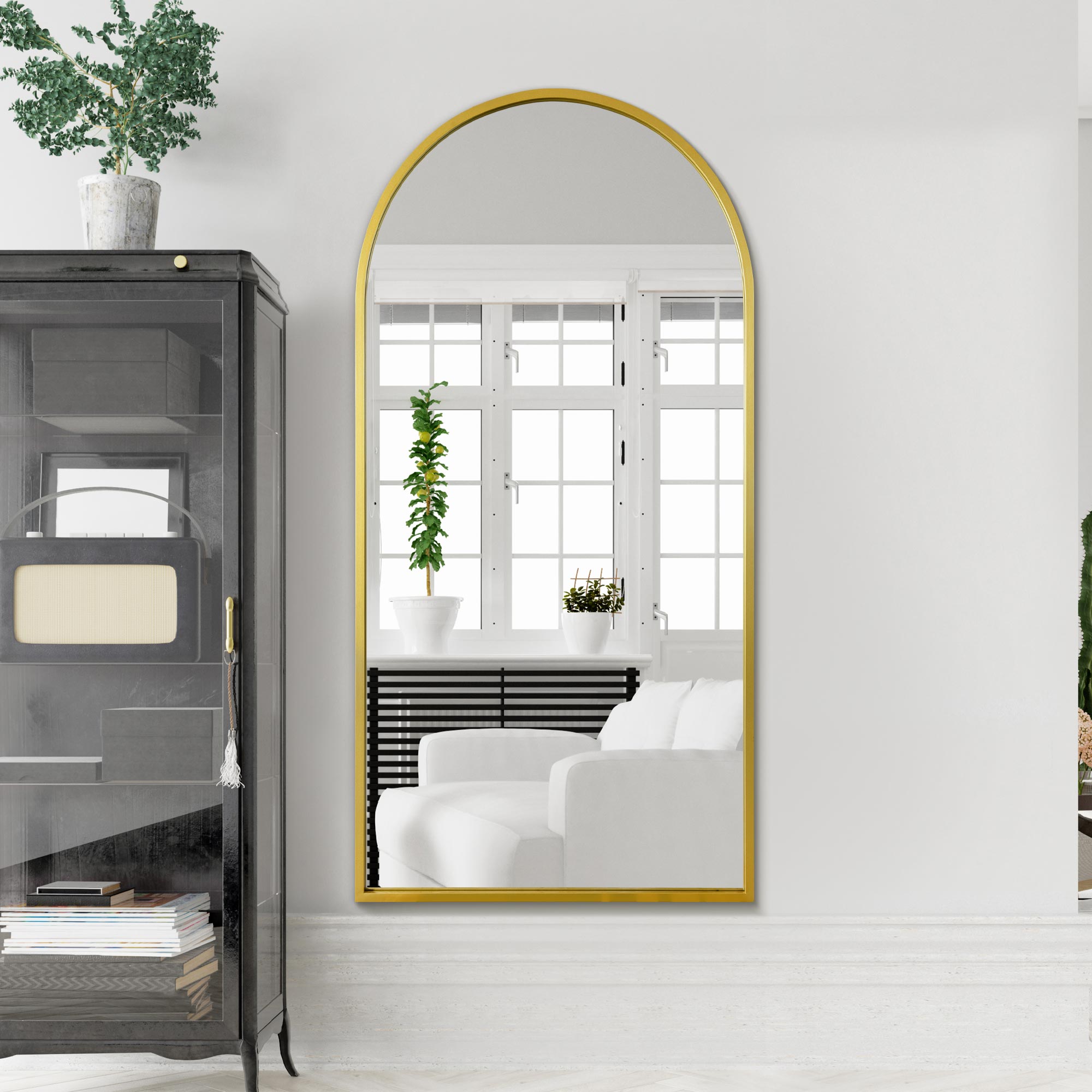 The Perry - Gold Framed Arched Leaner/Wall Mirror 71" X 35" (180CM X 90CM) (15010545500538)