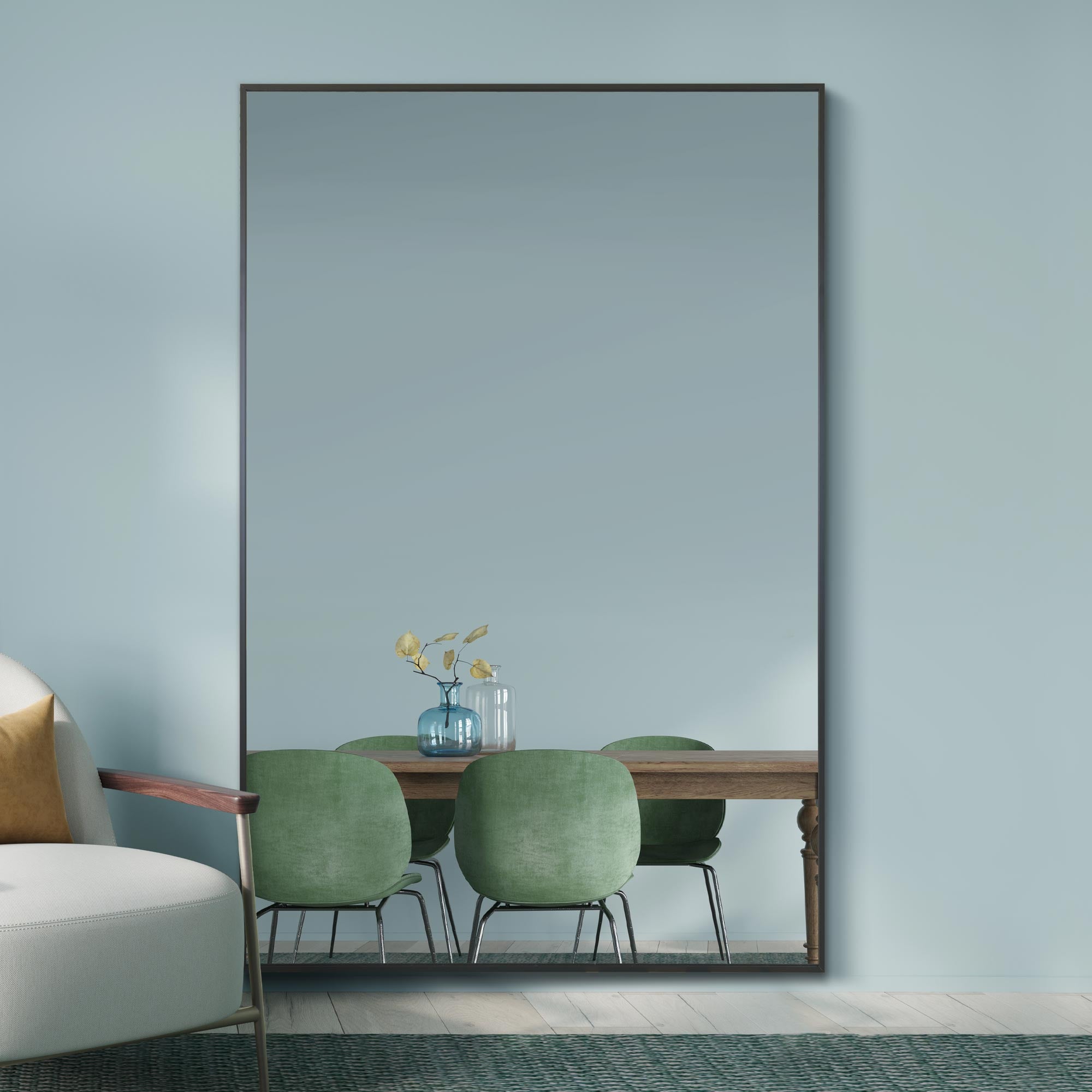 The Artus - Black Aluminium Edged Wall Mirror 47" X 31" (120CM X 80CM) (15010567225722)