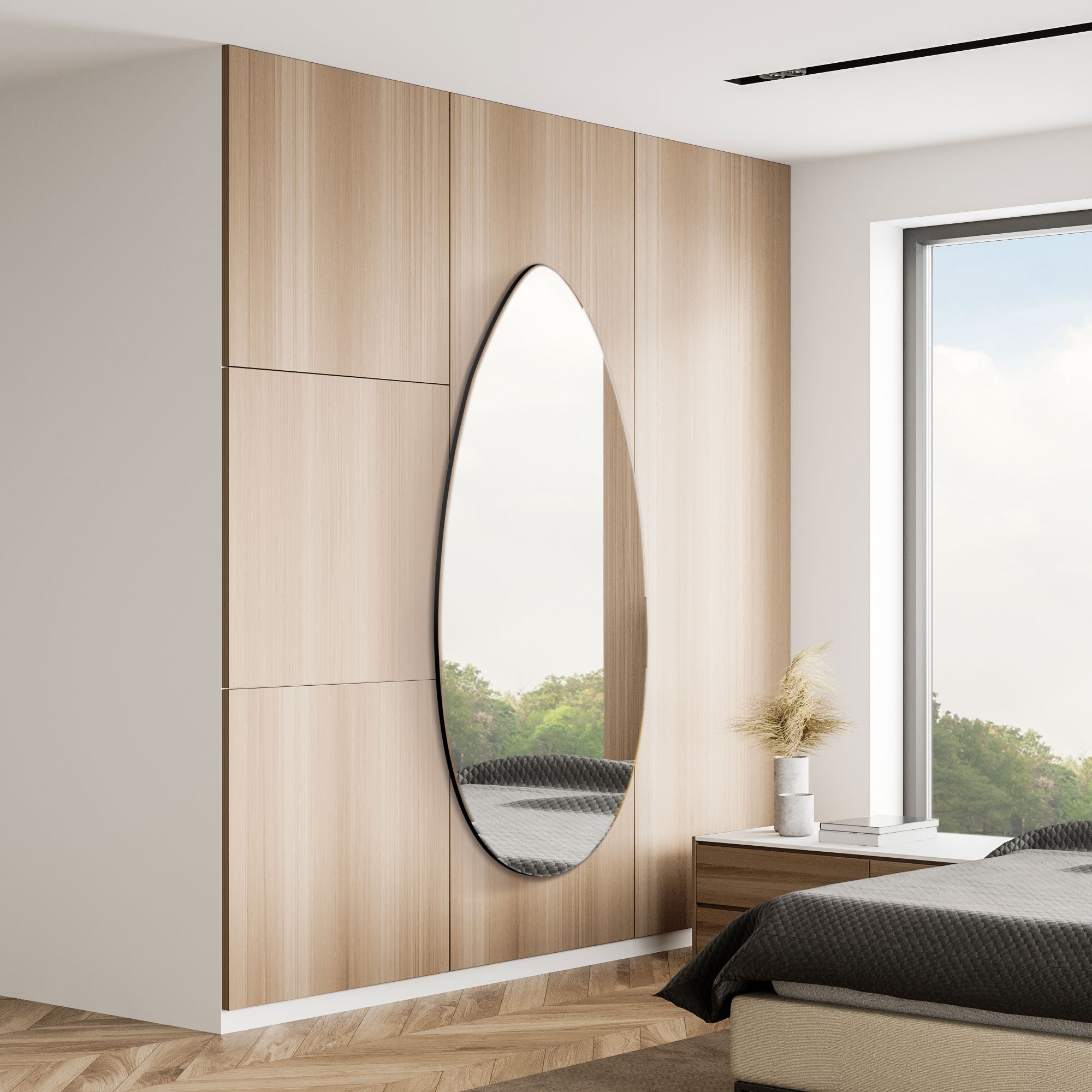 The Tear Drop - Frameless Glass Wall Mirror 63" X 24" (160CM X 60CM) (15010566275450)
