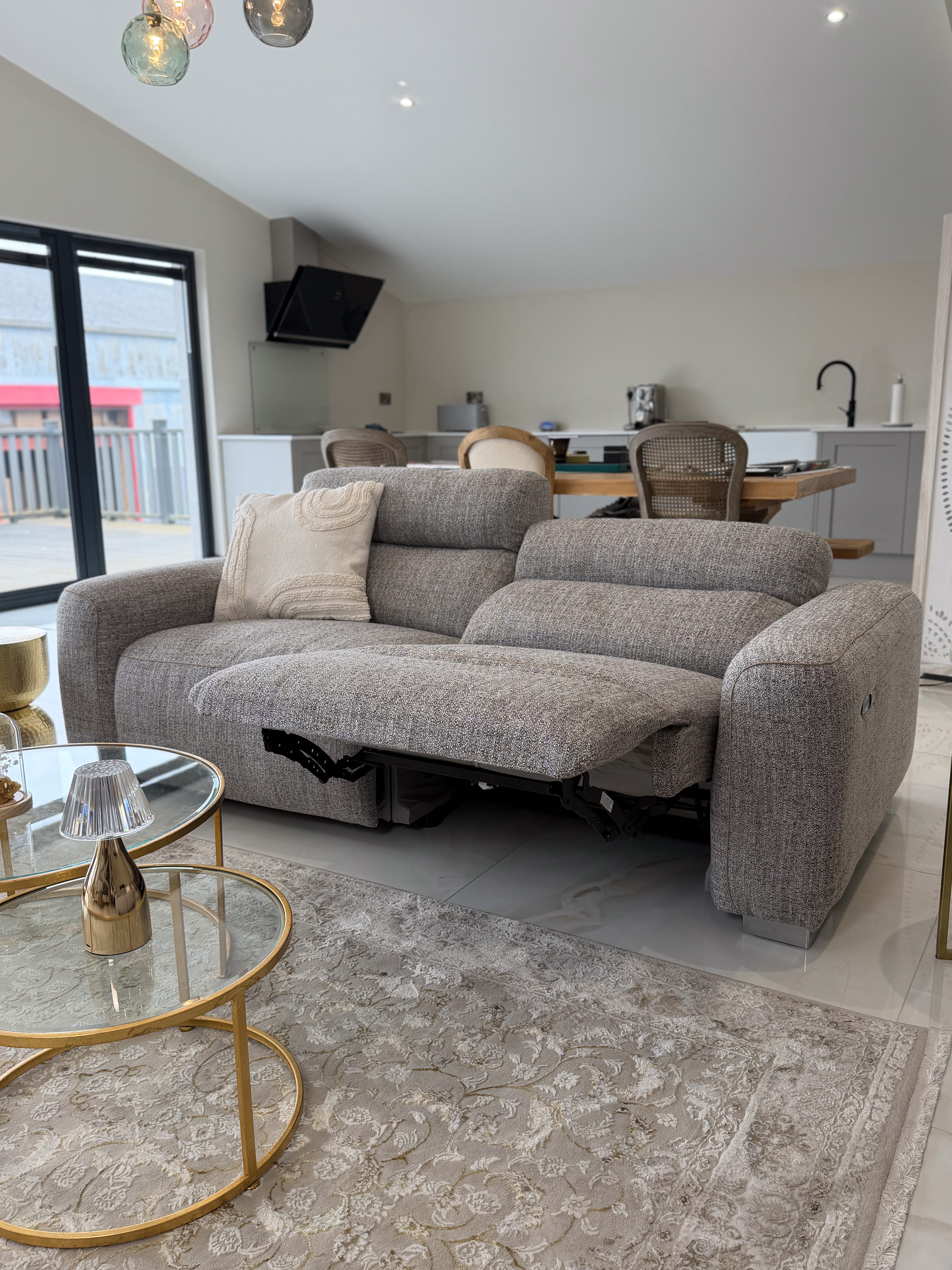 Arabella Electric Recliner Beige 3 Seater - AMC Furniture