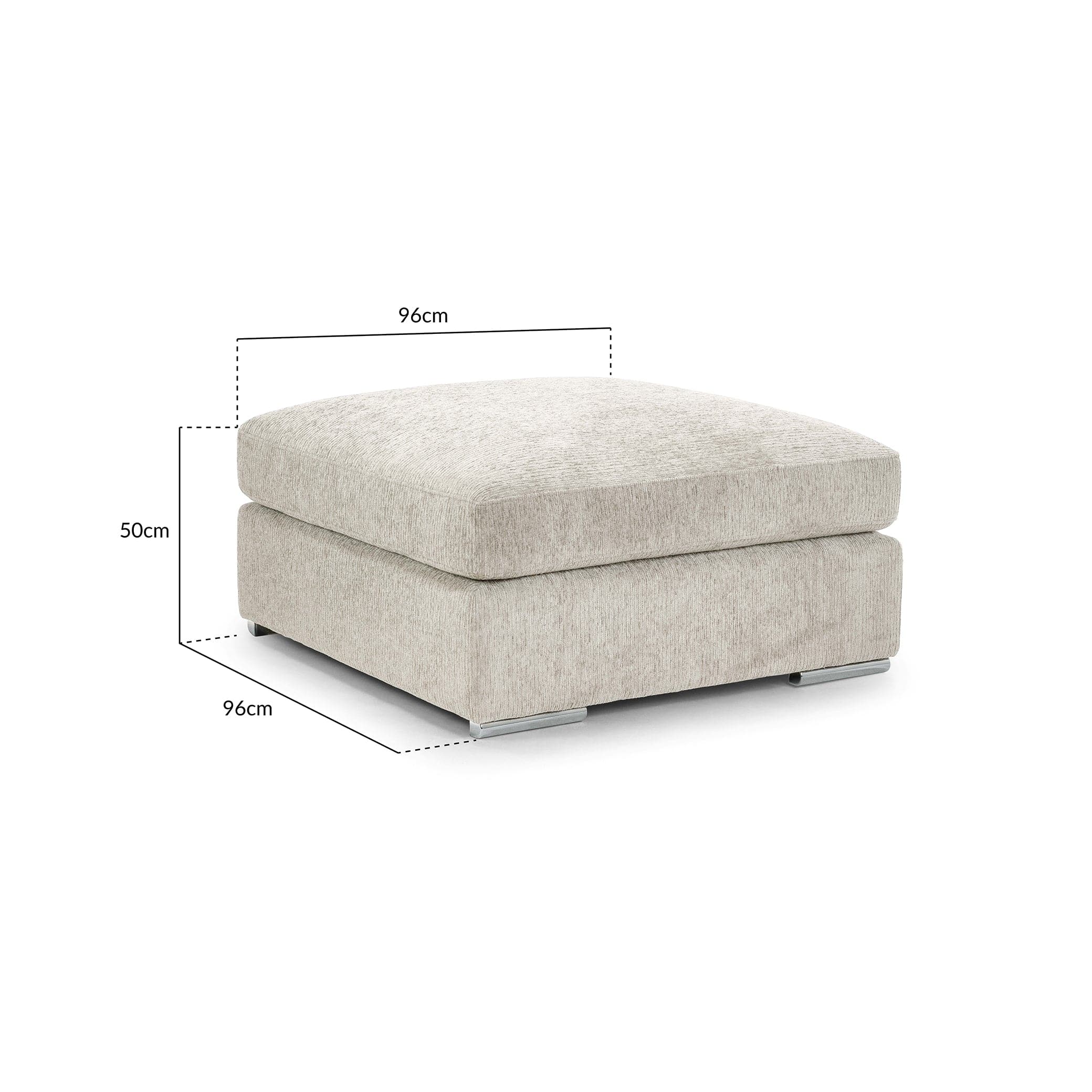 Turin Sofa Beige Footstool - measurement view (7025202921536)