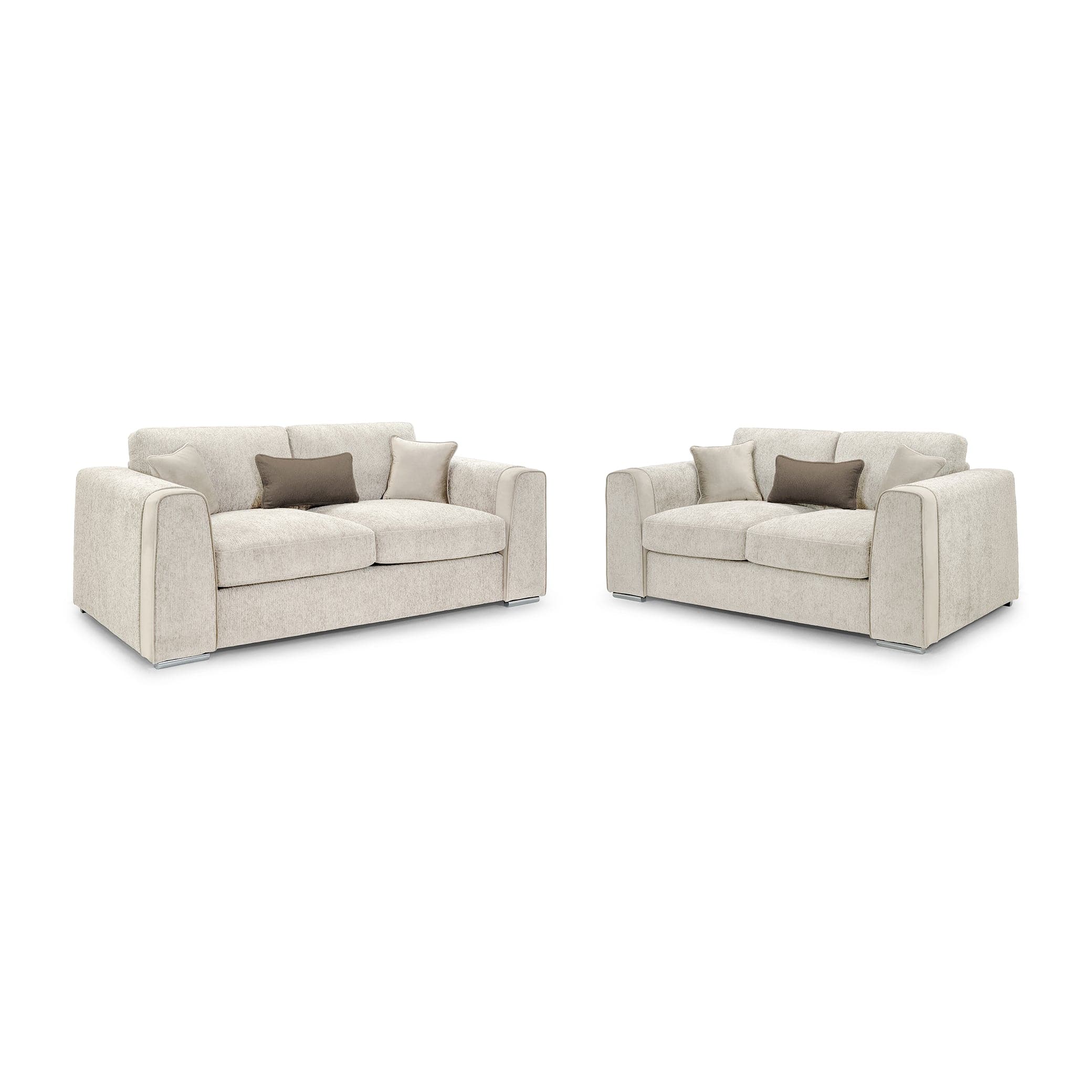 Turin Sofa Beige Three Plus Two Set - front view (7025189158976)
