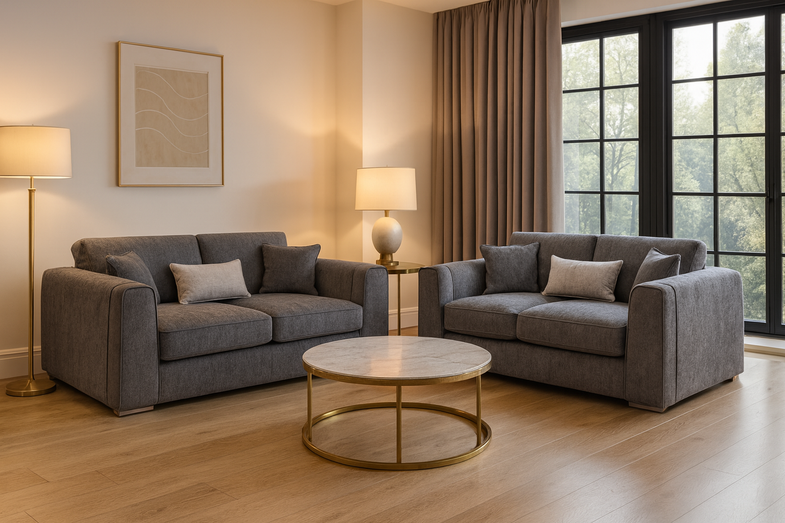 Turin Sofa Grey 3+2 Set (7025208590400)