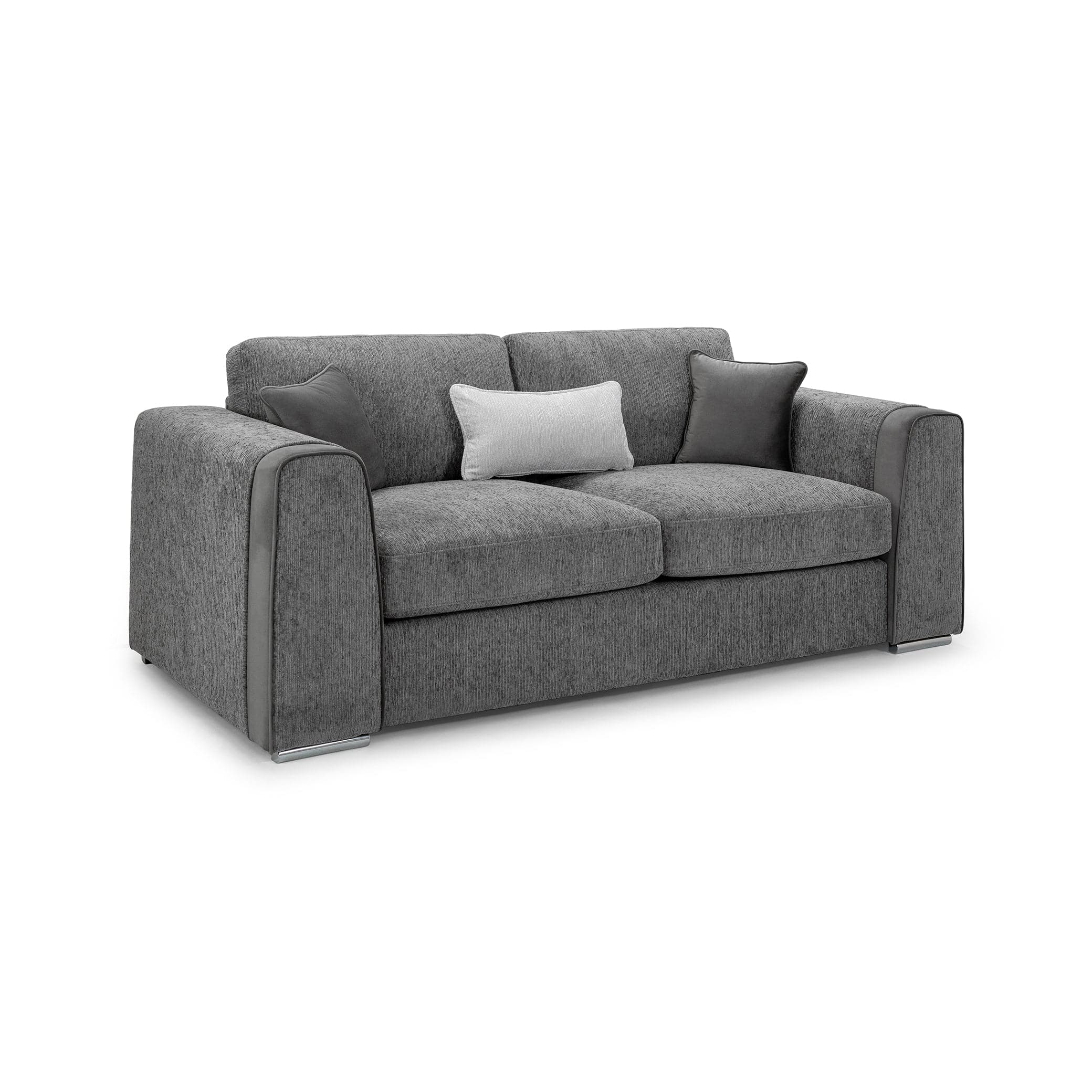 Turin Sofa Grey Three Seater - front view (7025209081920)