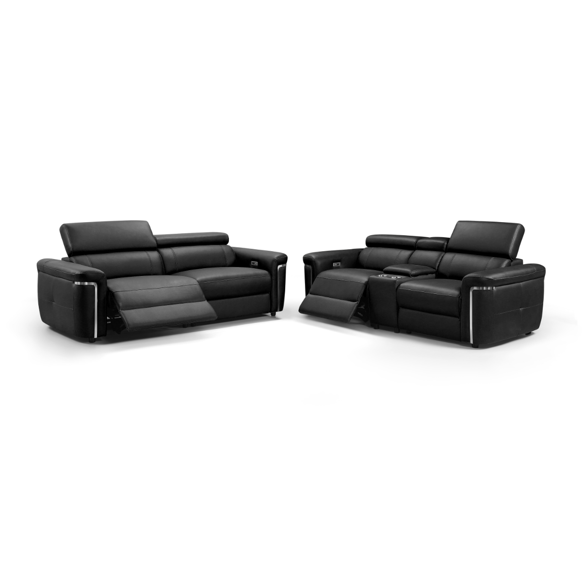 Summer Electric Reclining 3+2 Sofa Set in Black - AMC Furniture