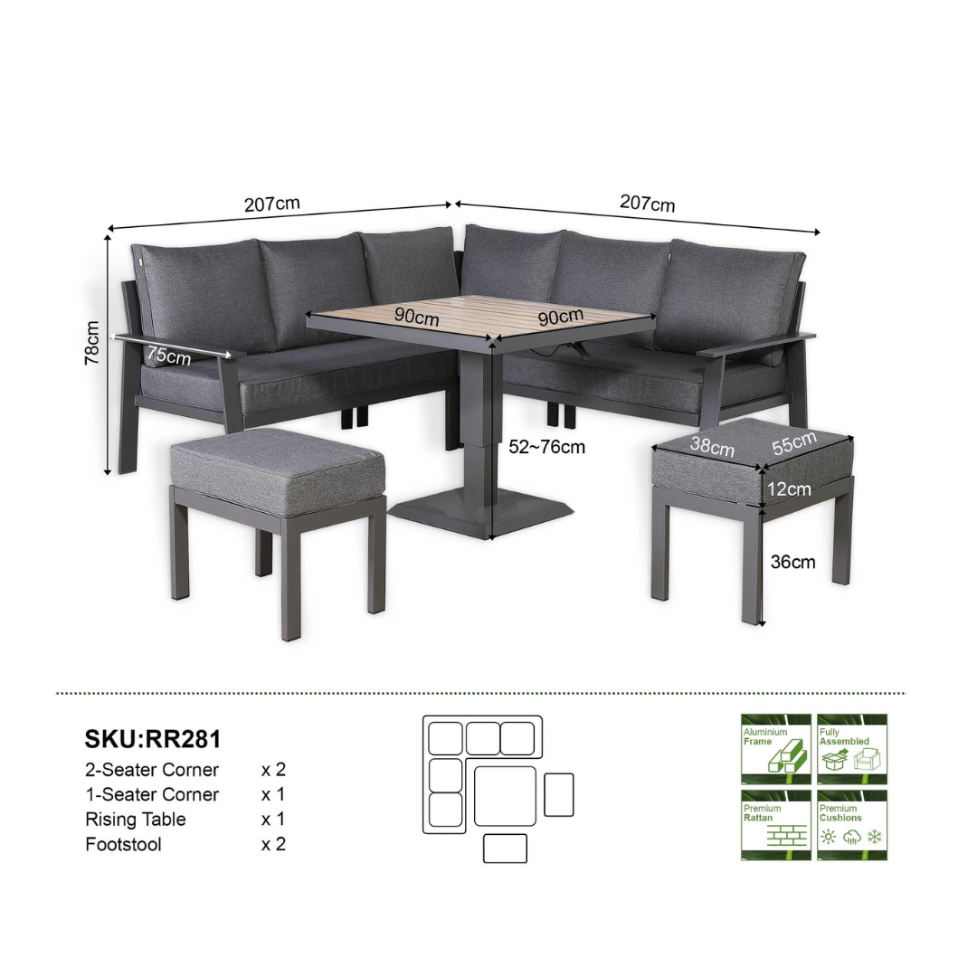 Cadiz Equal Corner Dining Set - AMC Furniture
