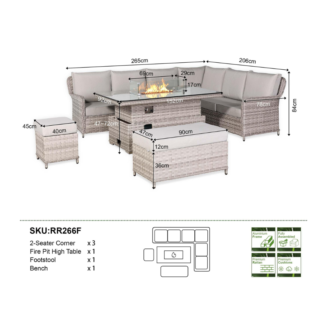 Palermo Large Corner (RH) Firepit - AMC Furniture