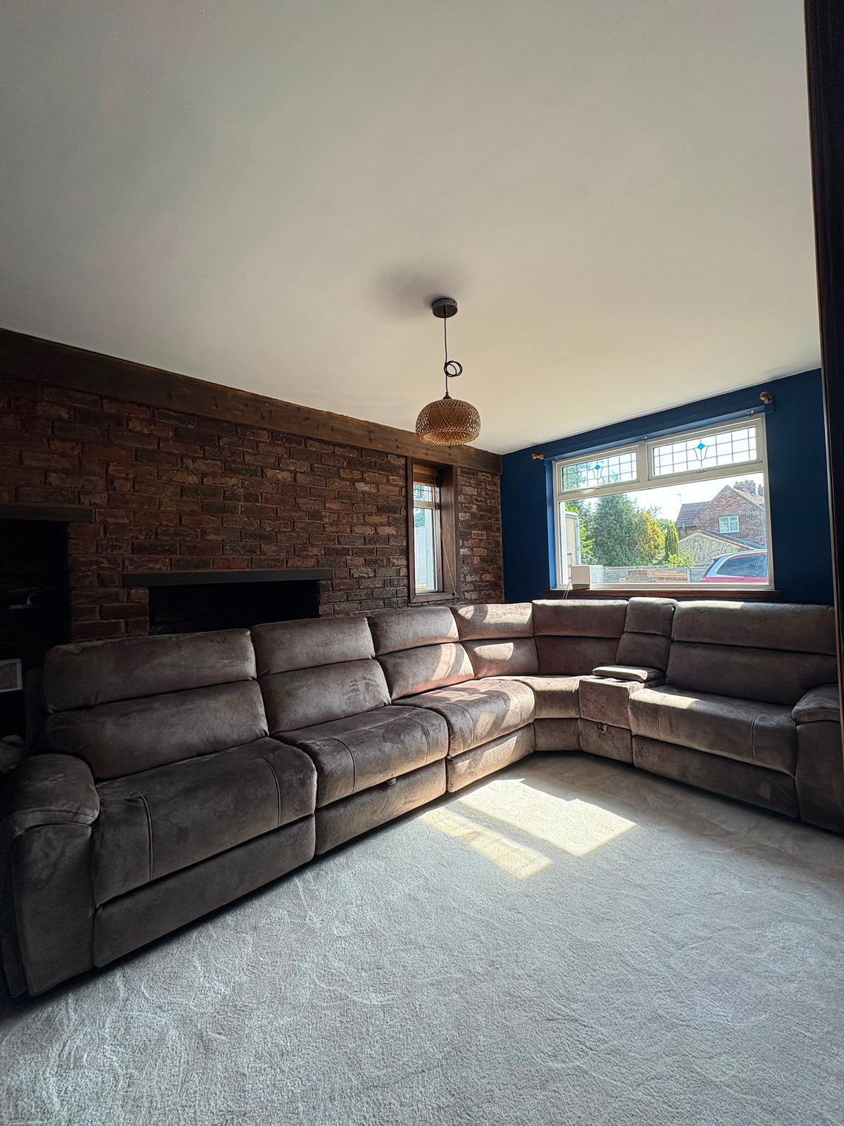 Orlando Large Electric Corner Sofa in Truffle