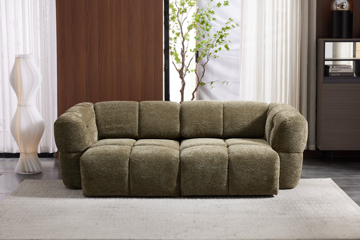 Elara Power Sliding 3 Seater in Khaki Green Meta Sofa