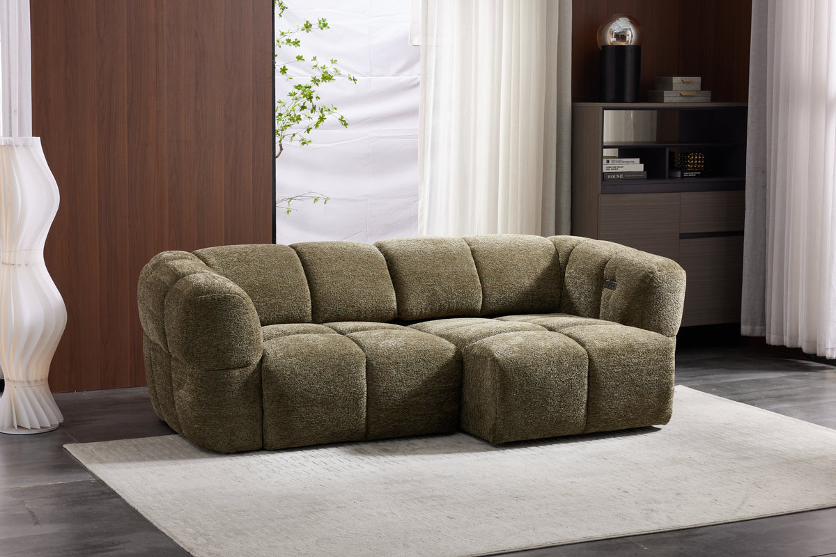 Elara Power Sliding 3 Seater in Khaki Green Meta Sofa