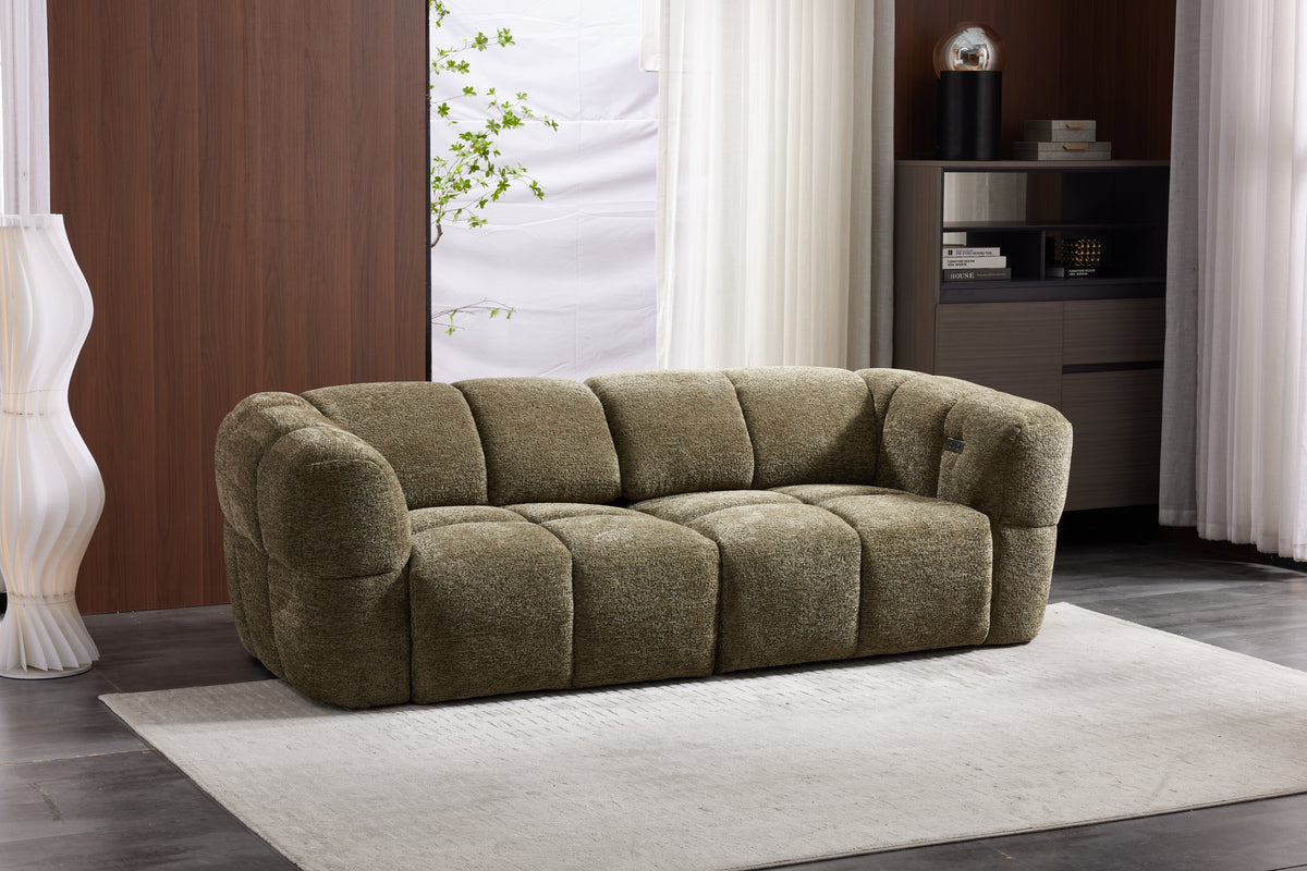 Elara Power Sliding 3 Seater in Khaki Green Meta Sofa