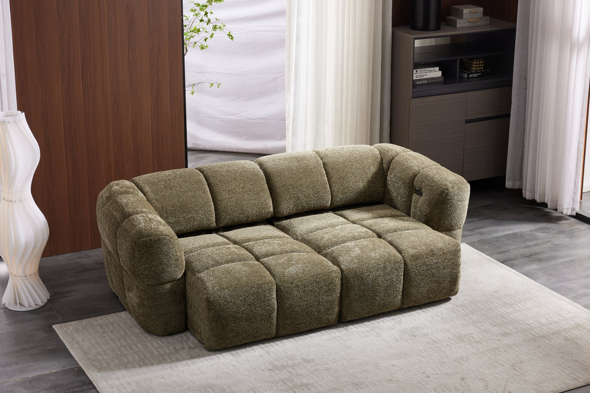 Elara Power Sliding 3 Seater in Khaki Green Meta Sofa