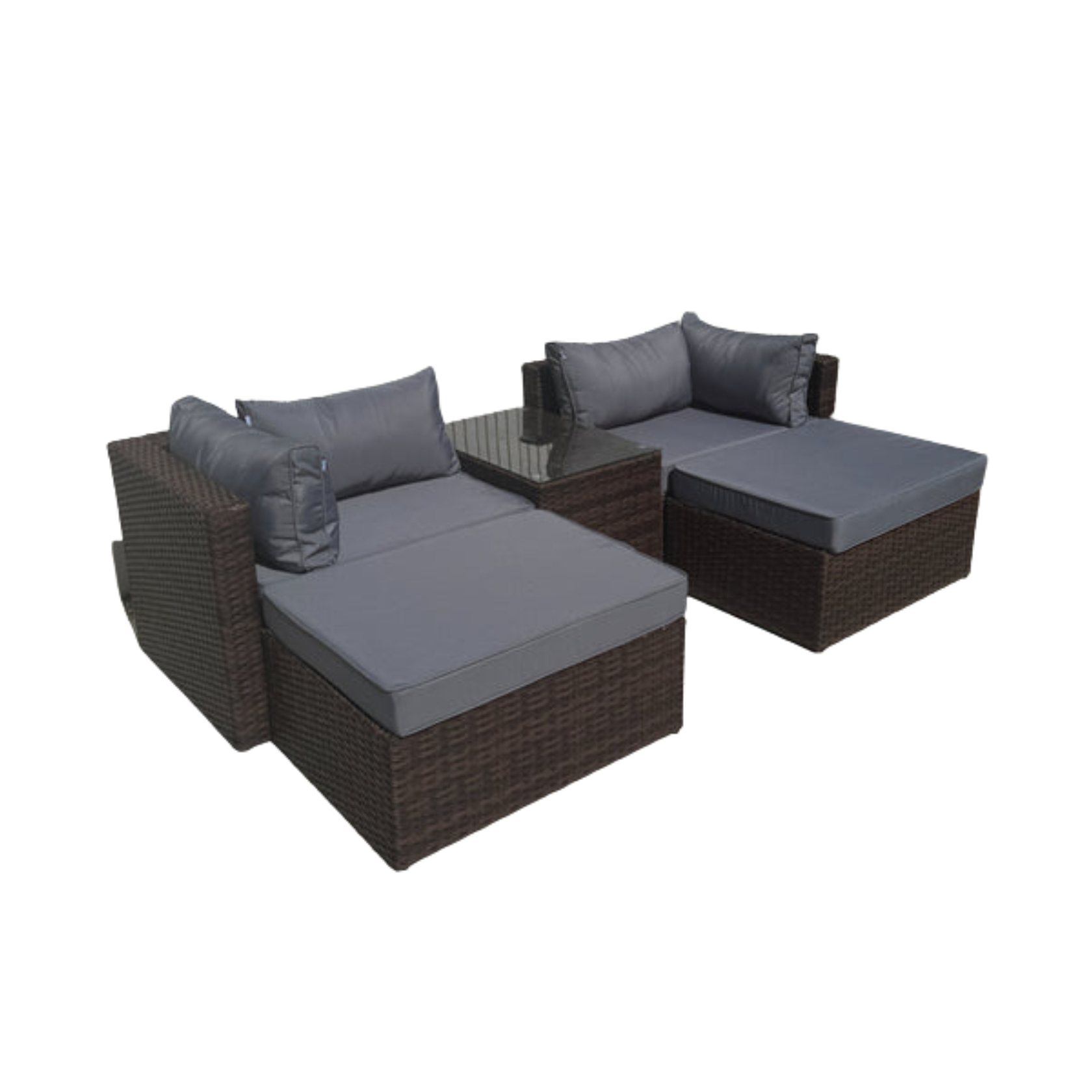 Verona Modular Lounge Sofa Set with Side Table in Brown Rattan (Includes FREE Cover) - AMC Furniture