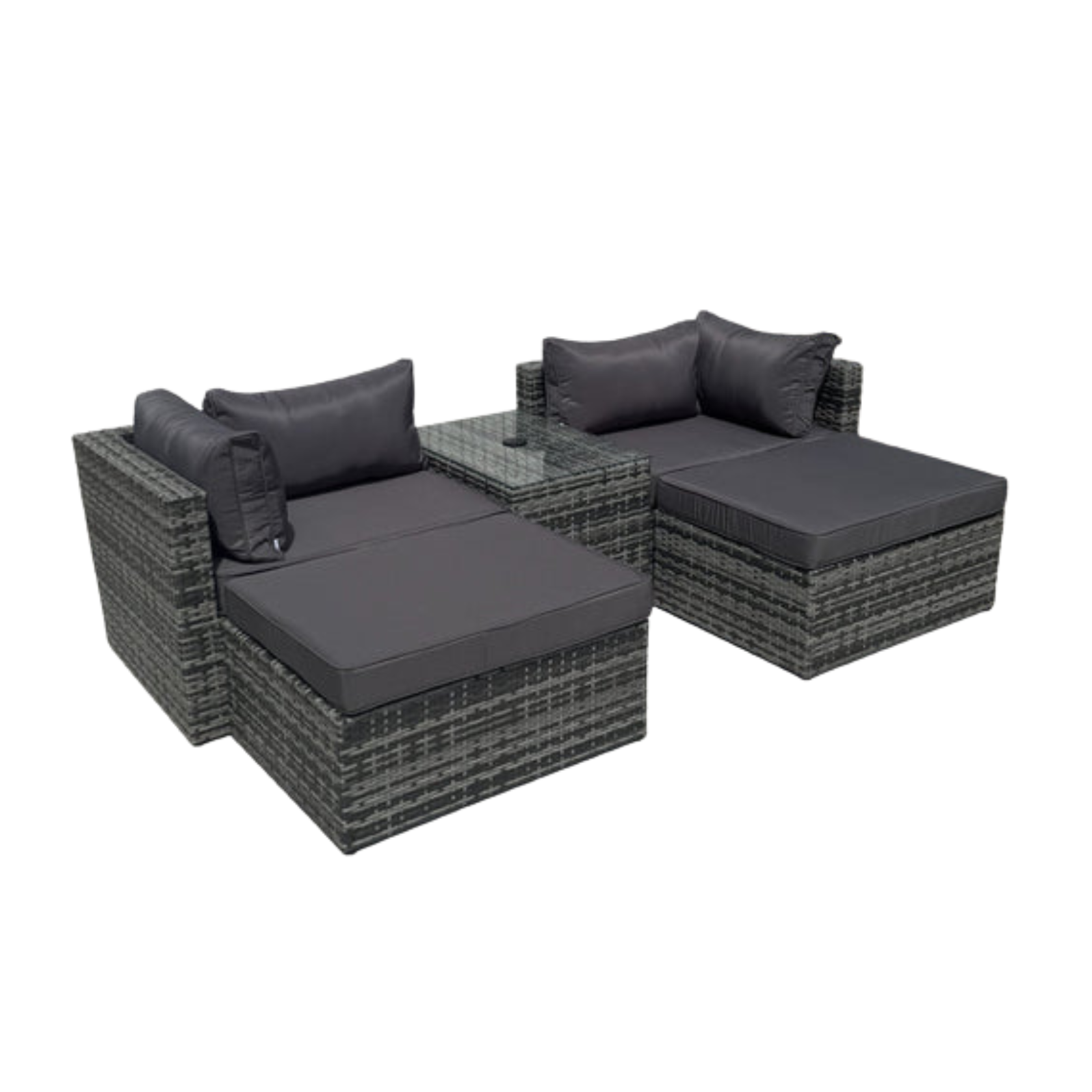 Verona Modular Lounge Sofa Set with Side Table in Grey Rattan (Includes FREE Cover) - AMC Furniture