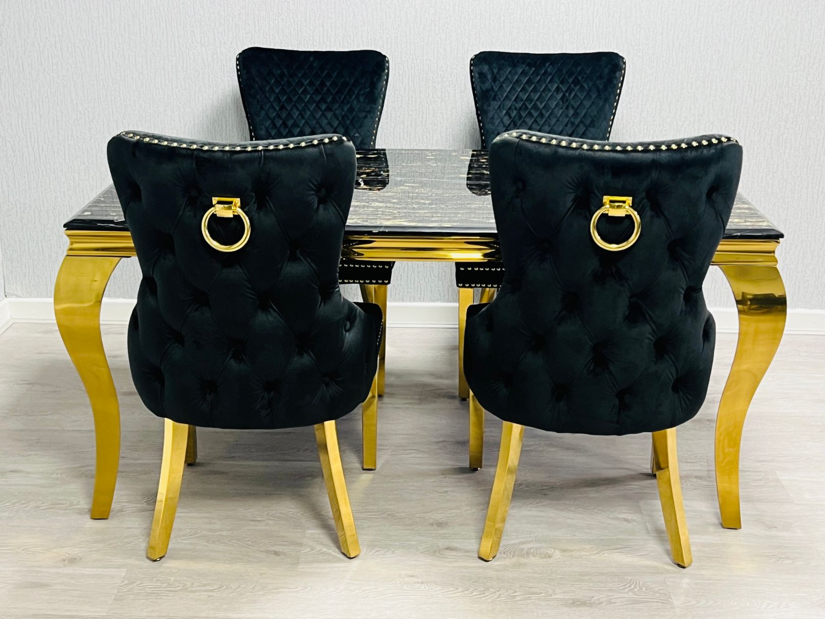 Victoria Black & Gold Ring Dining Chair,5 (15294083531130)