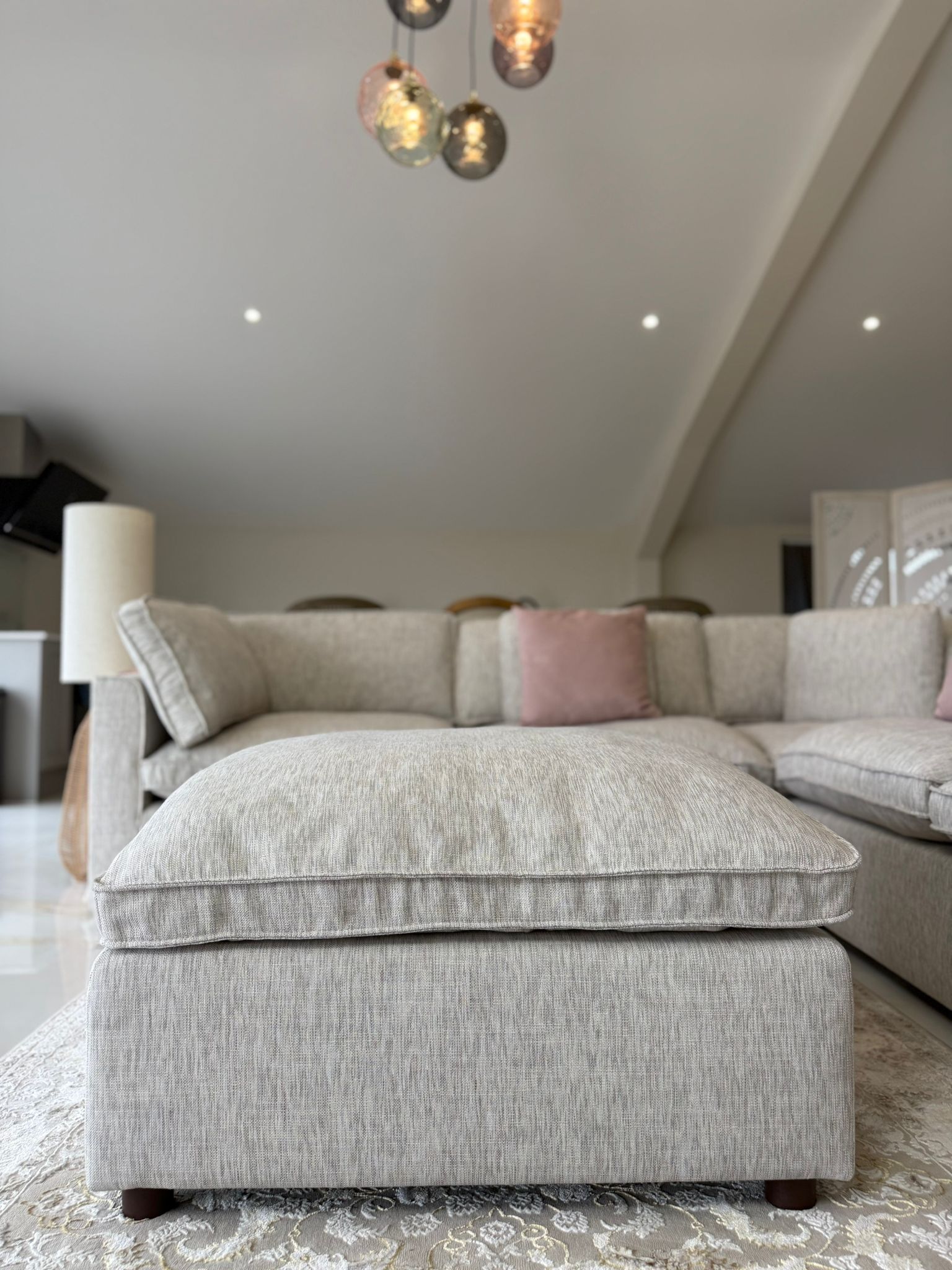 Cleo Sofa Grey Large Corner with Footstool - AMC Furniture