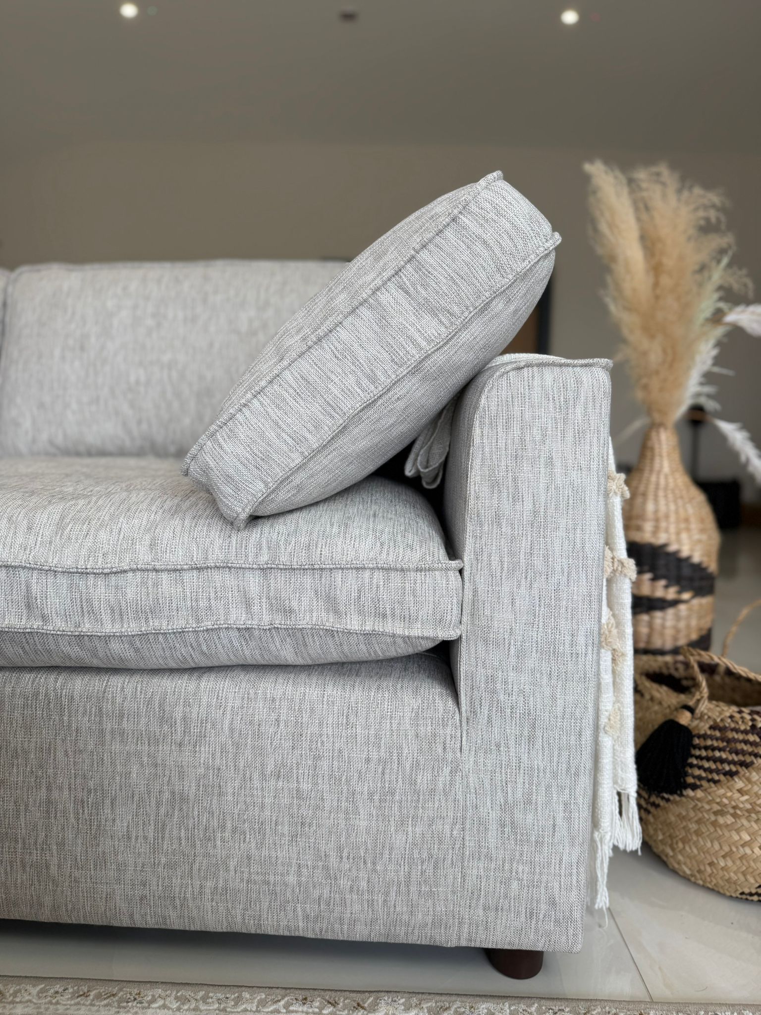 Cleo Sofa Grey Large Corner with Footstool - AMC Furniture