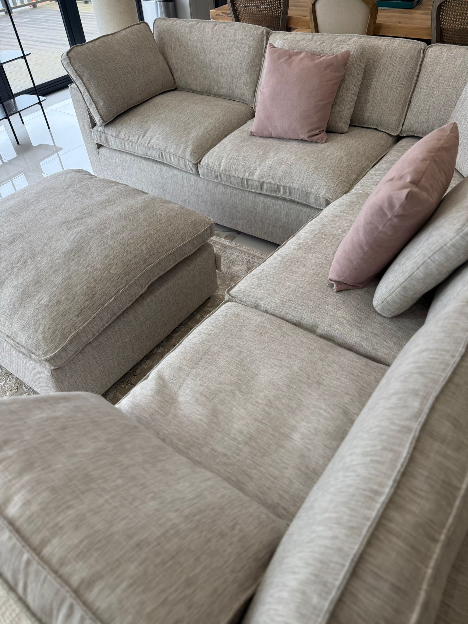 Cleo Sofa Grey Large Corner with Footstool - AMC Furniture