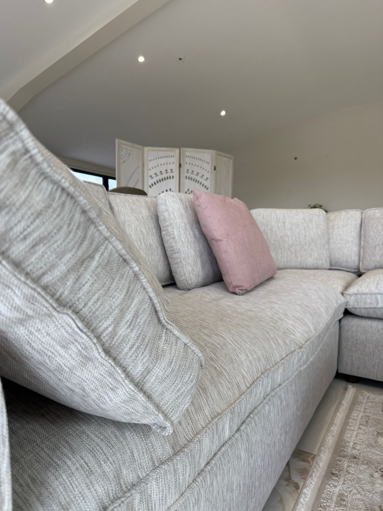 Cleo Sofa Grey Large Corner with Footstool - AMC Furniture