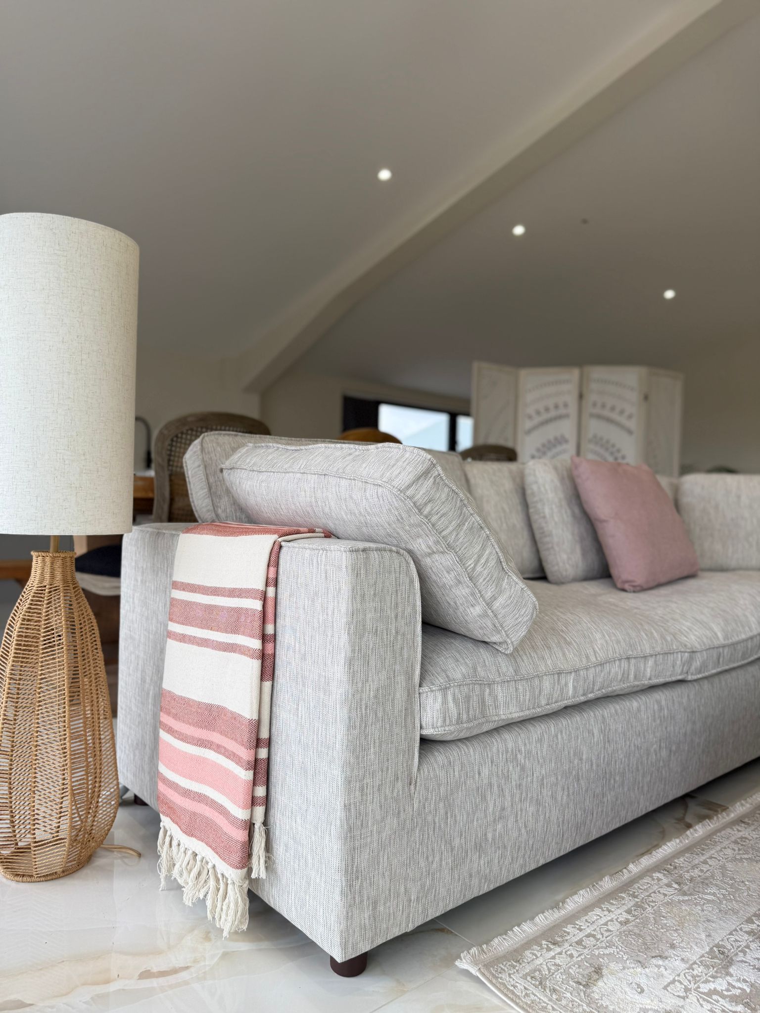 Cleo Sofa Grey Large Corner with Footstool - AMC Furniture