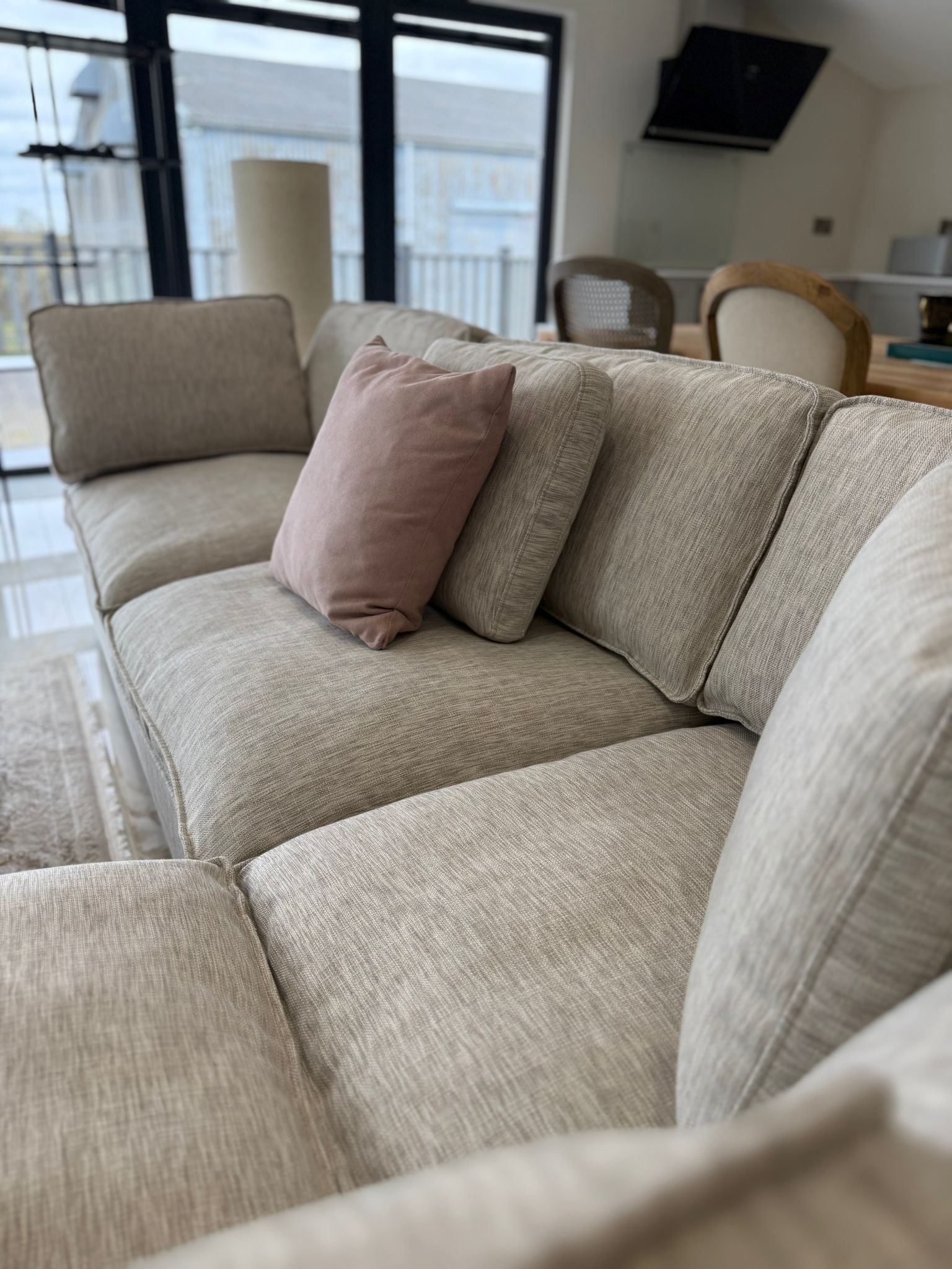 Cleo Sofa Grey Large Corner with Footstool - AMC Furniture
