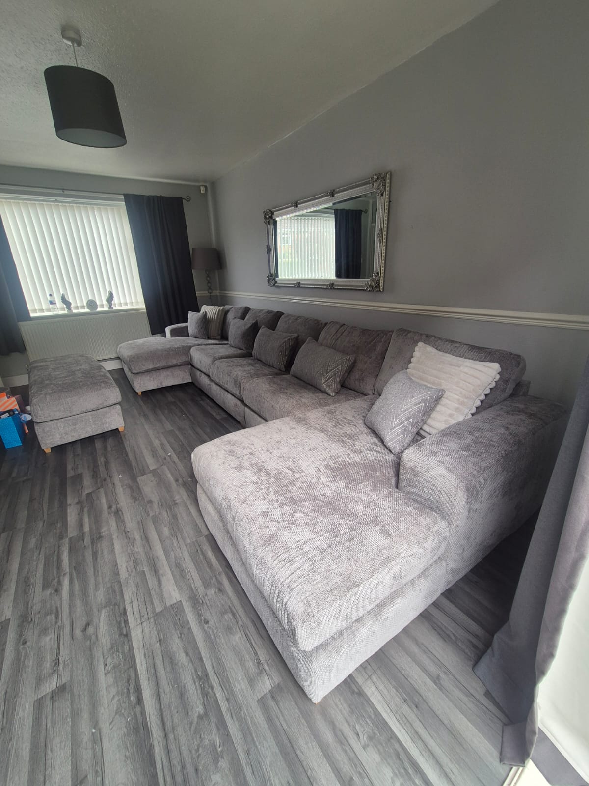Oxford Right Hand Facing Corner Sofa in Grey Jumbo Cord
