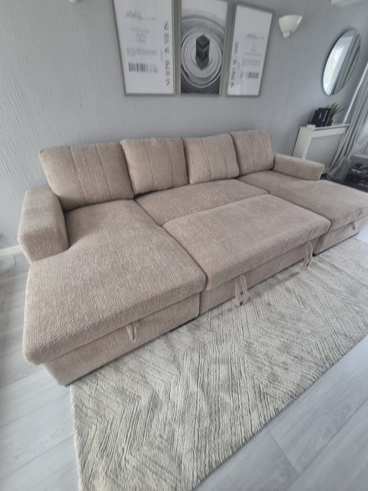 Jesse U Shape Sofa Bed in Beige