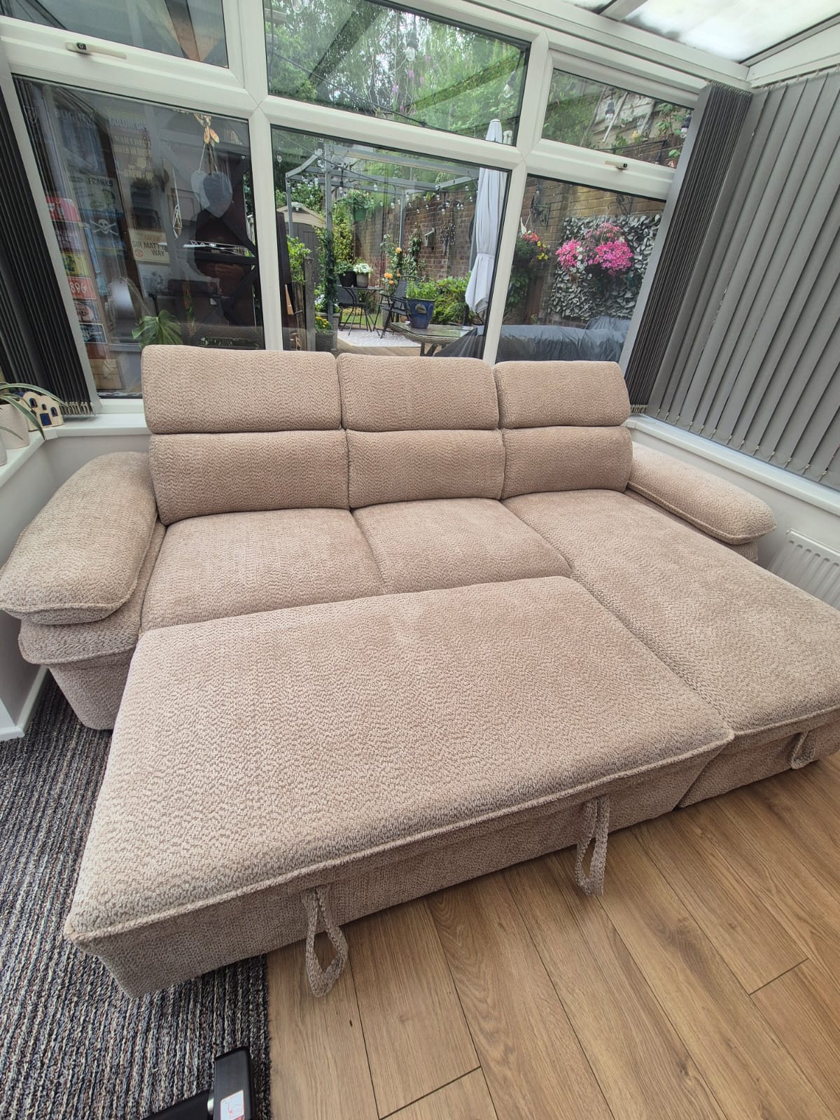 Billie Universal Corner Sofa Bed with Storage in Beige