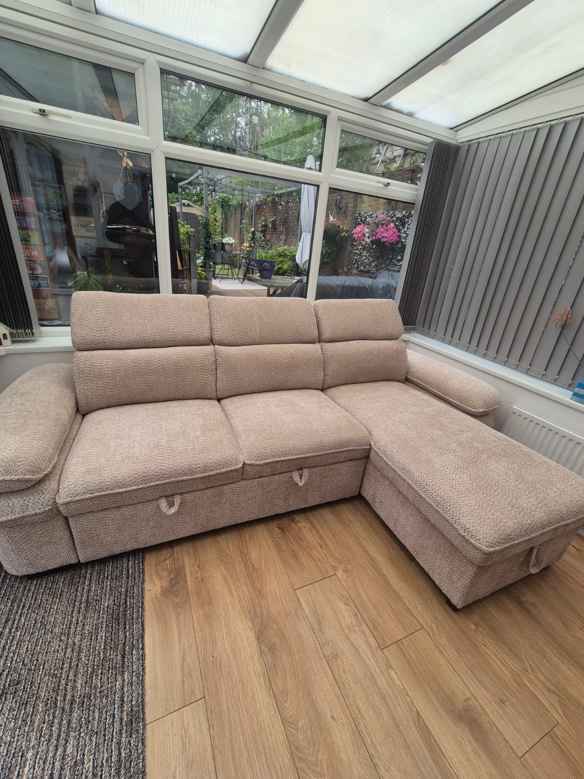 Billie Universal Corner Sofa Bed with Storage in Beige