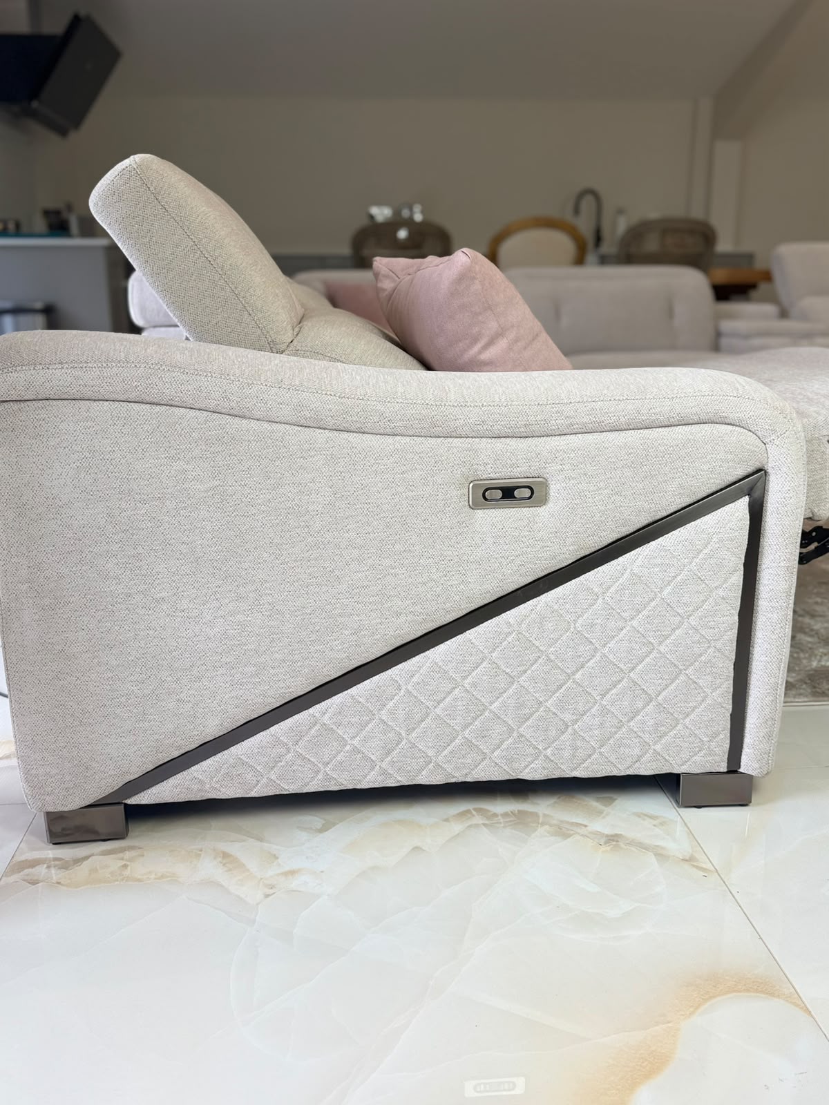 Colorado Electric Recliner Sofa Beige Large Corner AMC Furniture