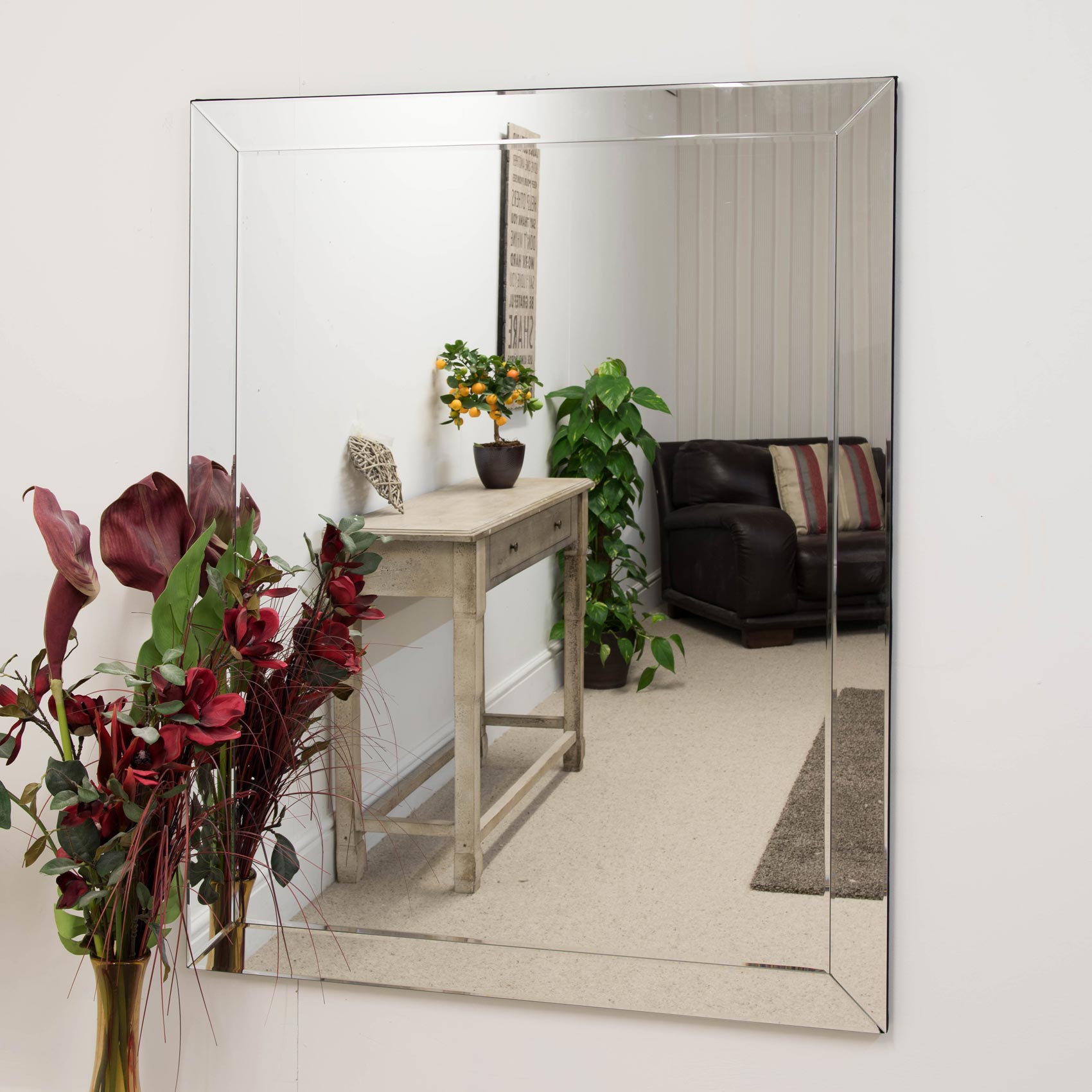 Horsley All Glass Modern Large Wall Mirror 137 x 107 CM (15010563293562)