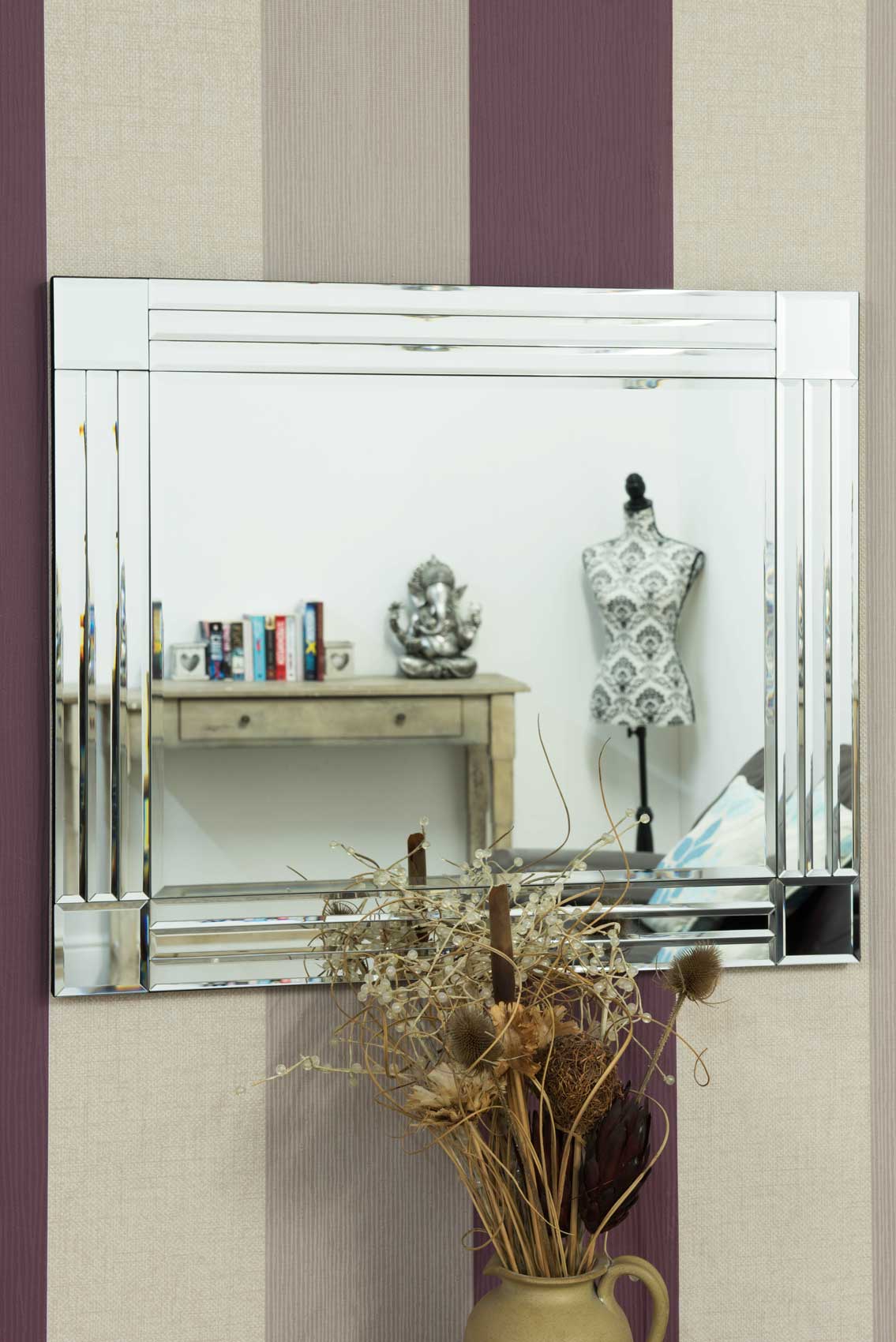 Milton All Glass Bevelled Square Corner Mirror 68 x 58 CM (15010564047226)
