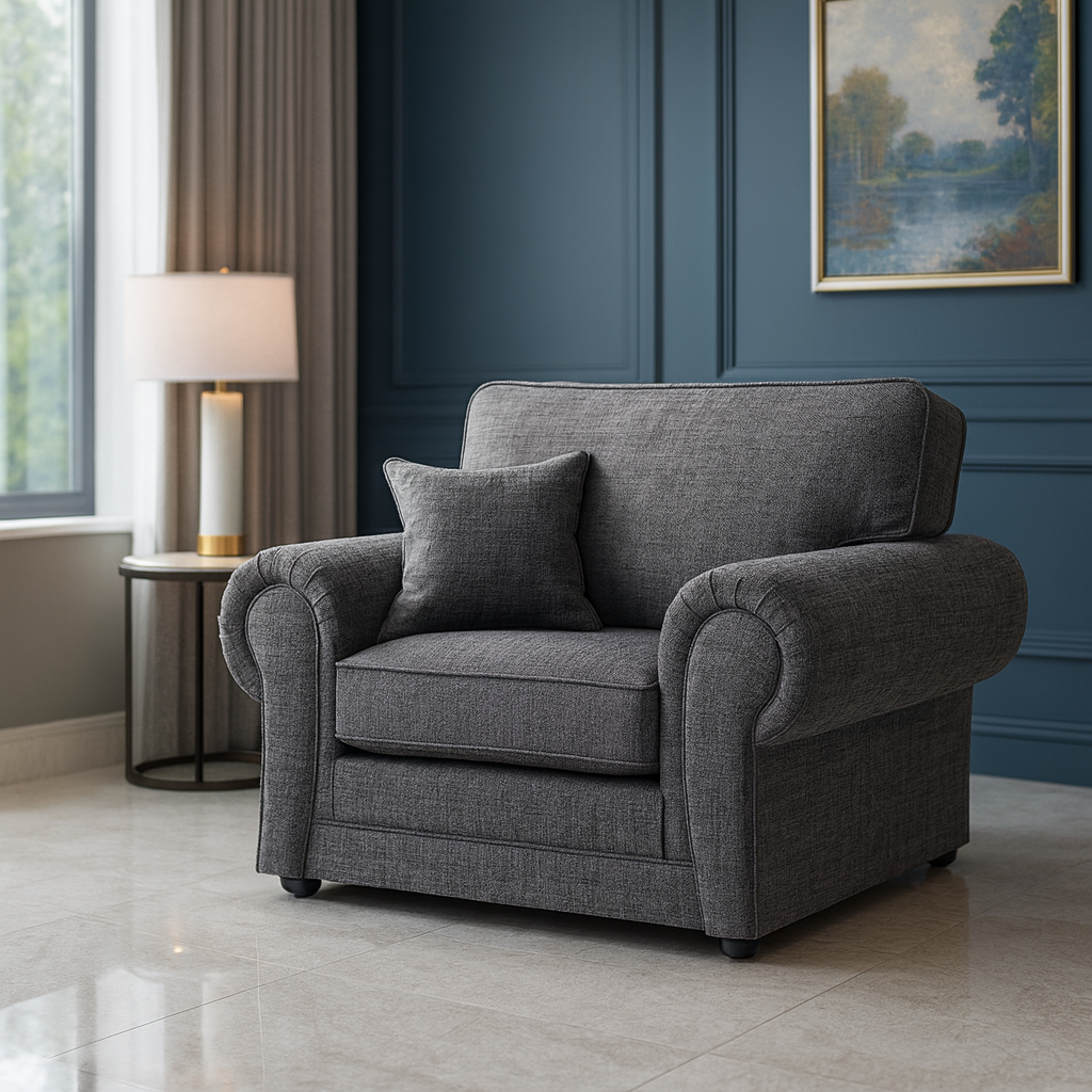 York Sofa Grey Armchair