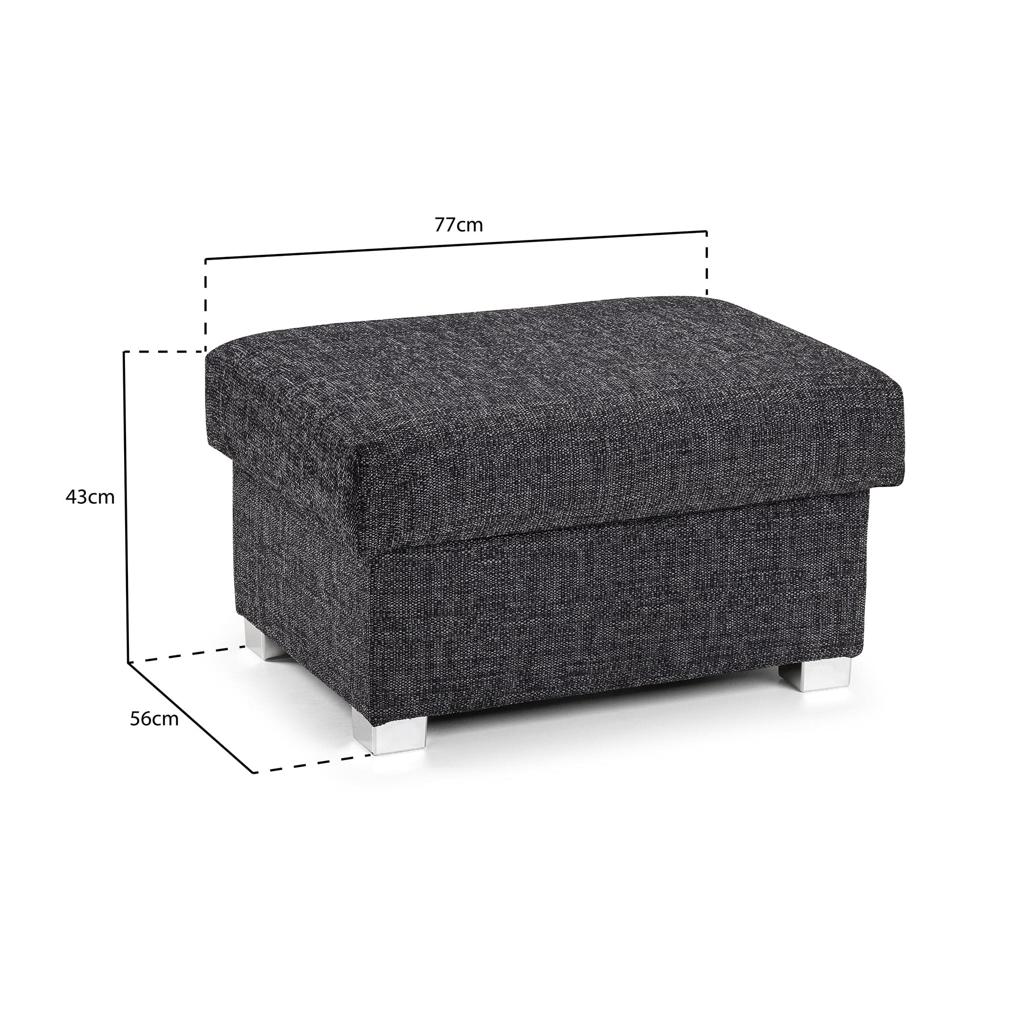 York Sofa Grey Footstool - Measurement view (7026904170560)