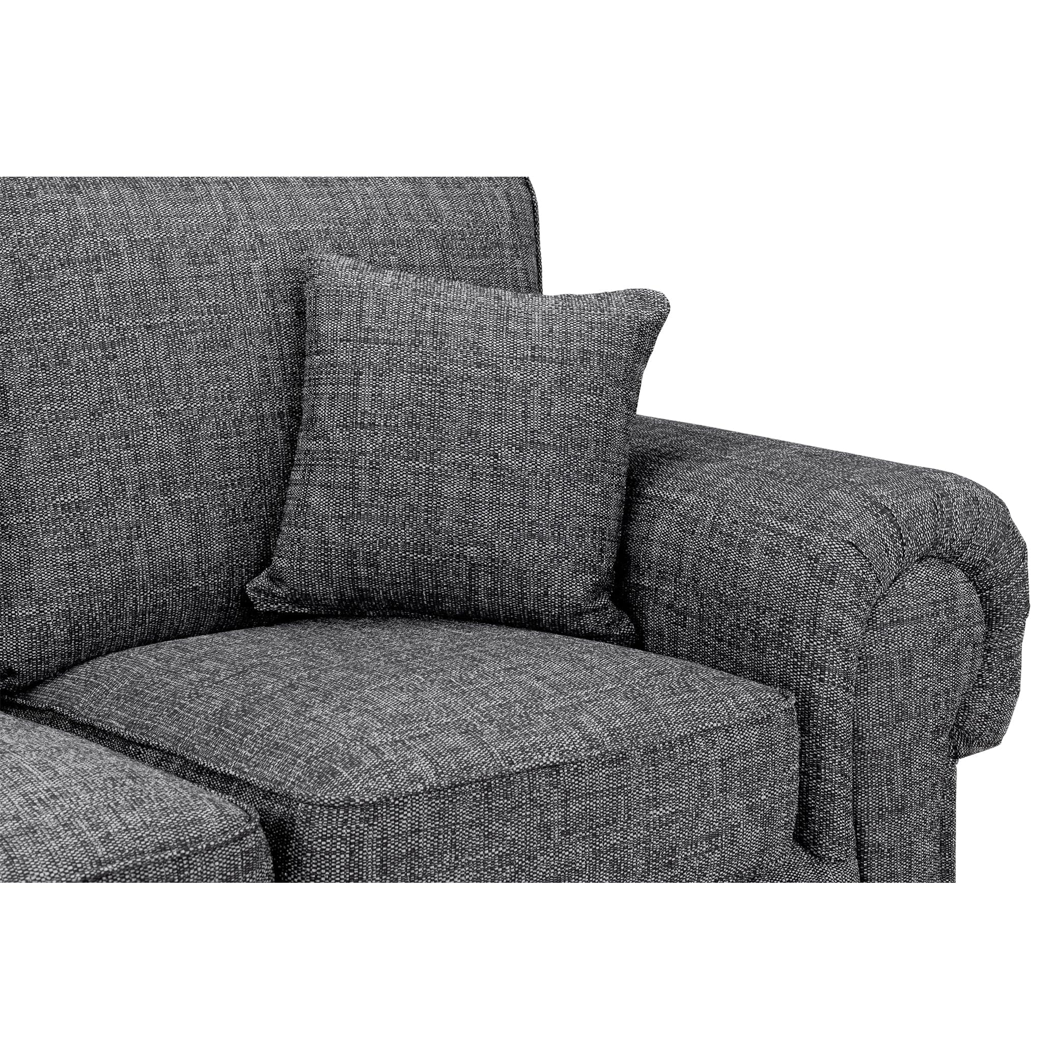York Sofa Grey Three Seater - Front Close up view (7026903810112)