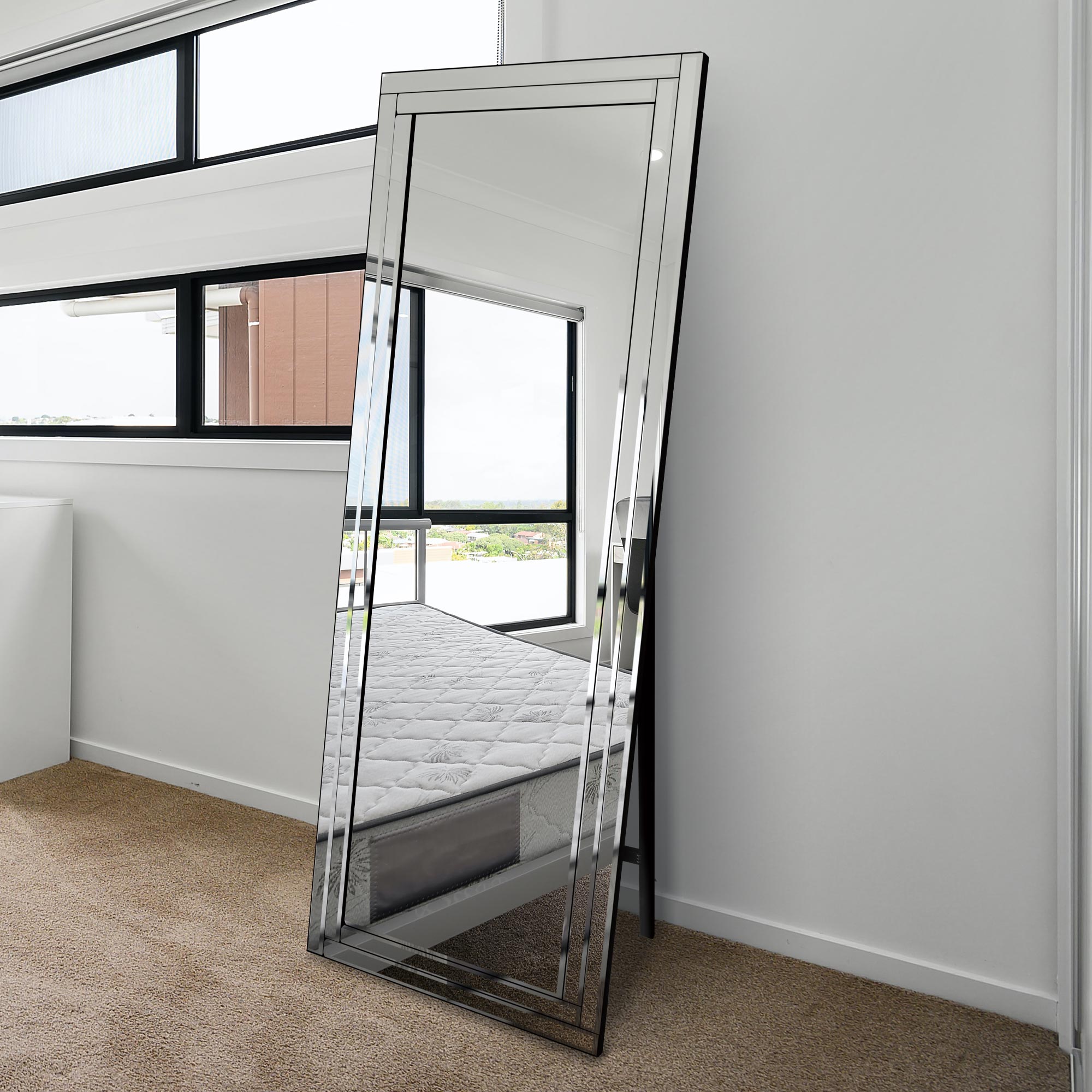 Luxford All Glass Bevel Free Standing Cheval Dress Mirror 5ft7 x 1ft11 170cm x 58cm (15010565325178)