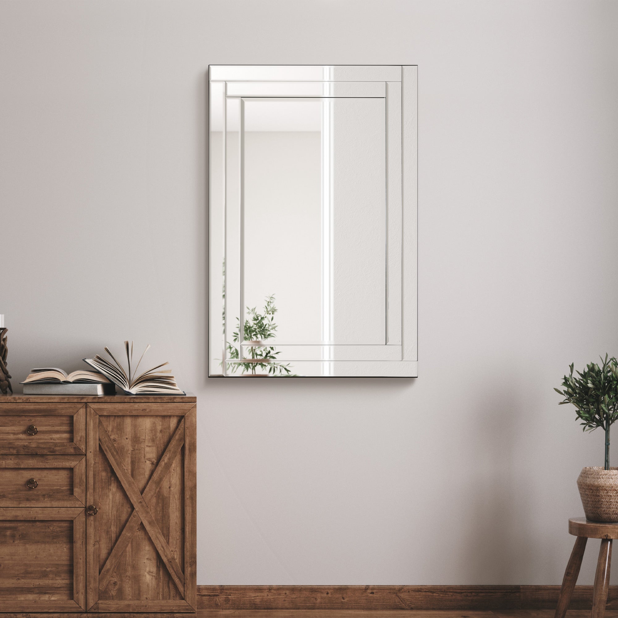 Luxford All Glass Bevelled Mirror 90 x 60 CM (15010563654010)