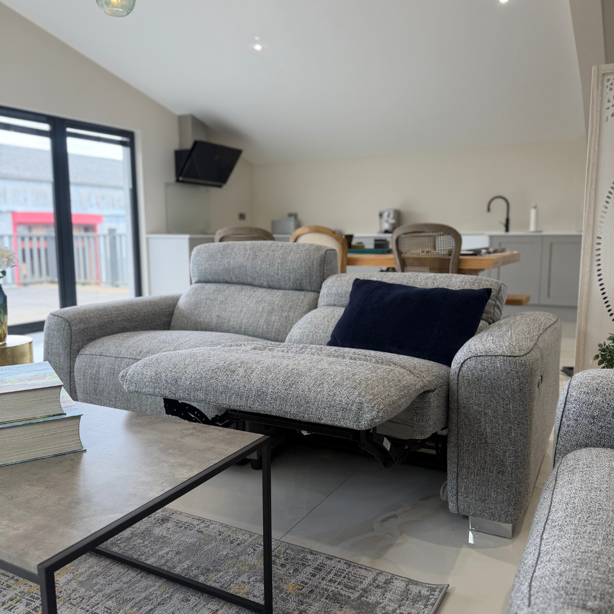 Arabella Electric Recliner Grey 3 Seater - AMC Furniture