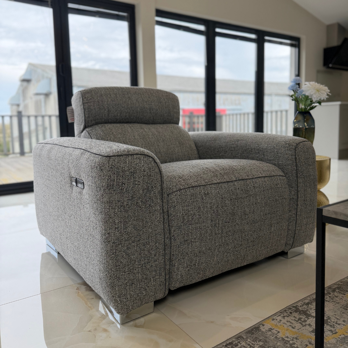 Arabella Electric Recliner Grey Armchair - AMC Furniture