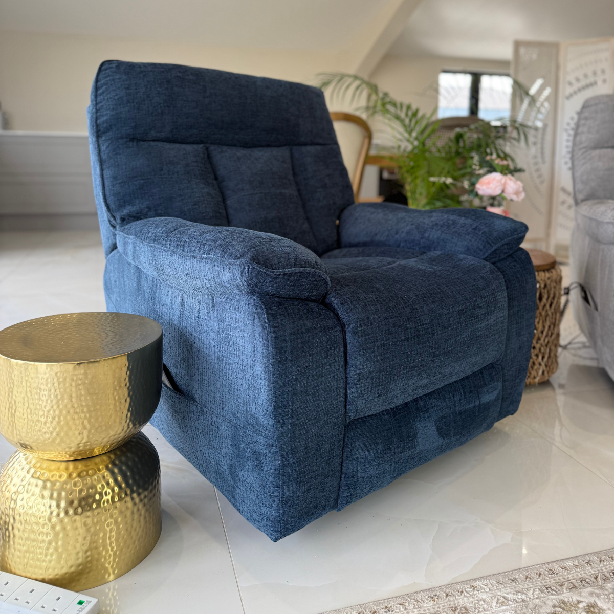 Truro Rise and Recline Massage Chair Blue - AMC Furniture
