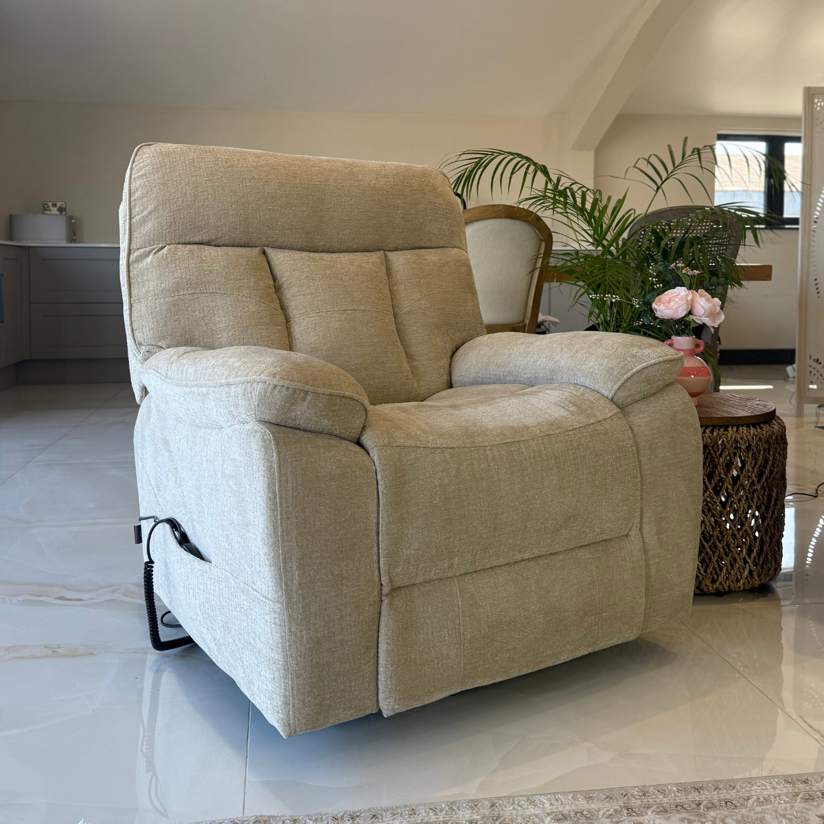 Truro Rise and Recline Massage Chair Beige - AMC Furniture