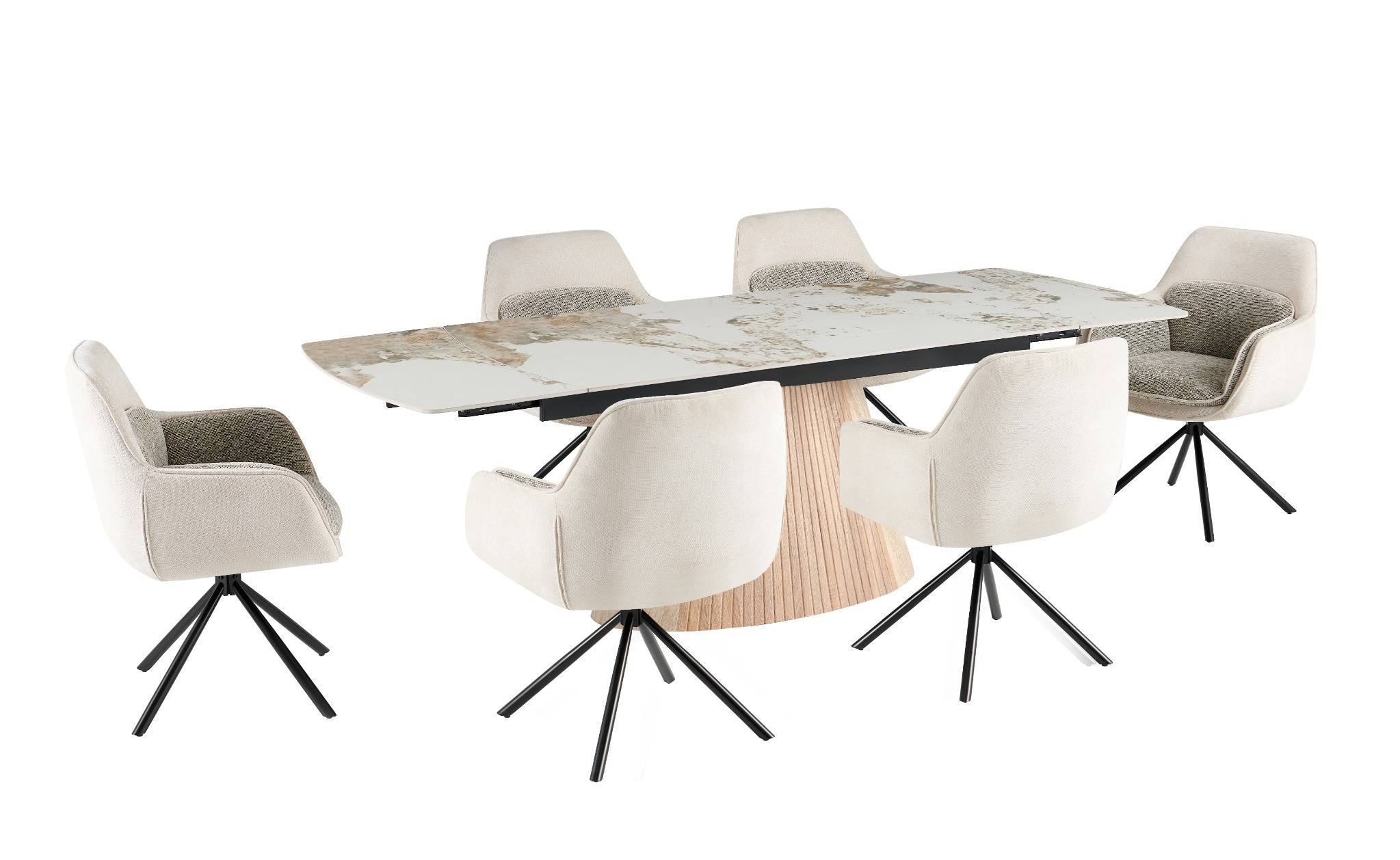 Maeve Swivel Dining Chair in Beige - AMC Furniture