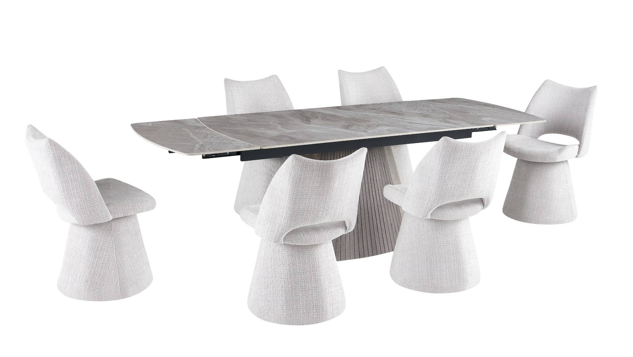 Romy Swivel Dining Chairs in Grey - AMC Furniture