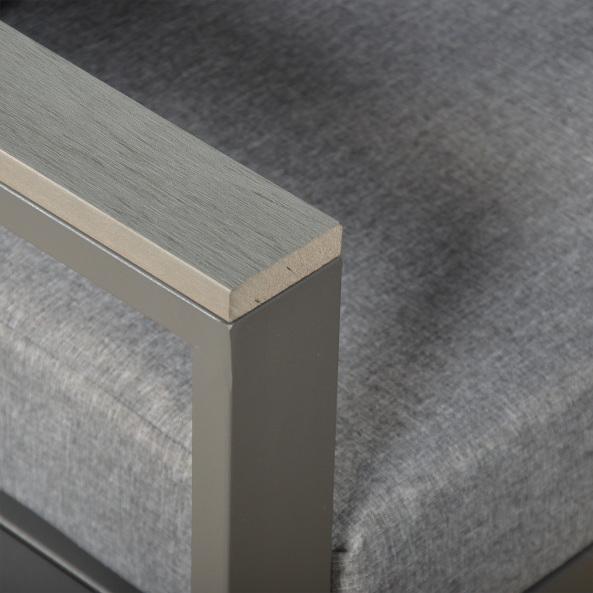 Luxe Square Corner Set Charcoal Aluminium Frame With Grey Cushions - AMC Furniture